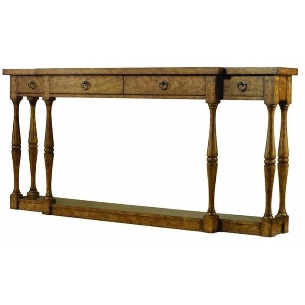 Hooker Furniture Sanctuary Four Drawer Wood Console Table - Drift Brown Finish - Entryway, Living Room & Hallway Storage Solution