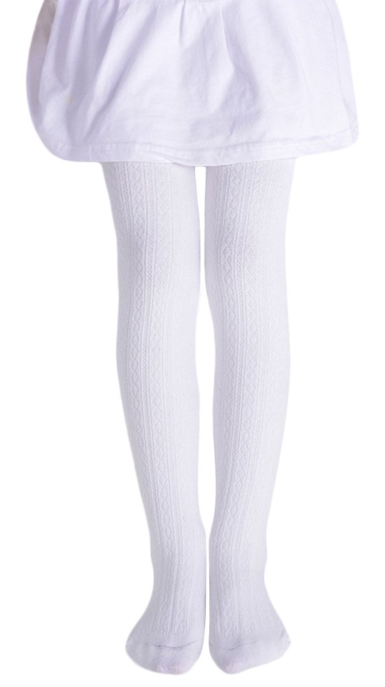 Little Girls' Solid Knitted Footed Tights - Soft Cotton Stockings & Leggings for Toddlers - Perfect for Winter, Playtime & Dress-Up Outfits