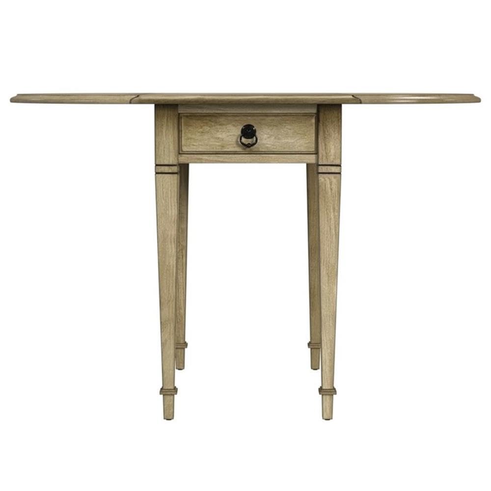 Butler Specialty Glenview Beige Pembroke Side Table - Vintage Nightstand for Bedroom, Living Room & Office - Compact End Table with Storage Shelf