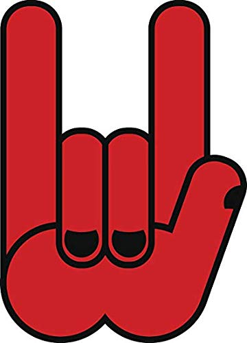 EW Designs Red Rocker Hand Sign Cartoon Magnetic Vinyl Bumper Sticker - 12 Inch Tall Car Magnet for Vehicles, Lockers & Metal Surfaces - Fun Decoration for Cars, Trucks, Fridges & Workspaces