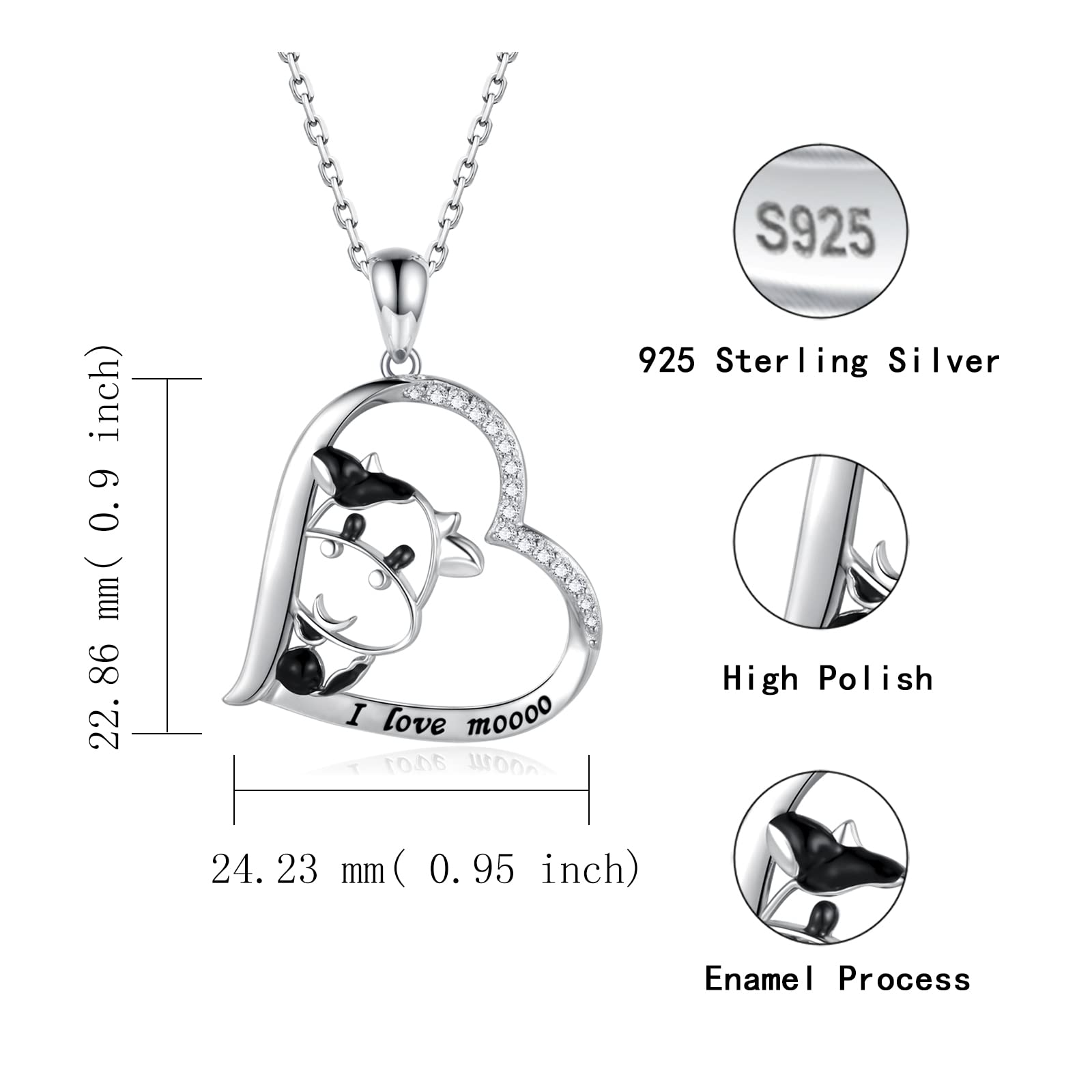 925 Sterling Silver Cow Necklace & Earrings Set - Cow Print Jewelry for Women & Girls | Birthday Gift for Her | Farmhouse Chic Style, Boho Fashion Accessory, Western Theme Outfit Jewelry