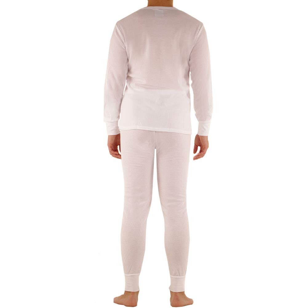 SLM ThermaTek Men's 100% Cotton Thermal Underwear Set - Warm Waffle Knit Long Johns for Winter & Cold Weather - Perfect for Skiing, Hiking & Outdoor Activities