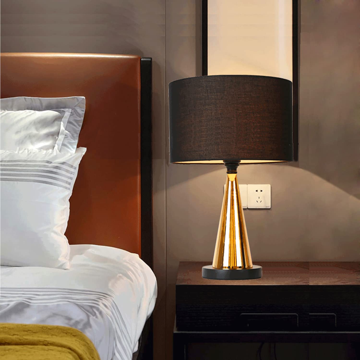 Modern LED Desk Lamp with E27 Fabric Lampshade - Warm White Light for Bedroom, Living Room, Office & Hotel Decor - Creative Table Lamp for Reading, Working & Relaxing