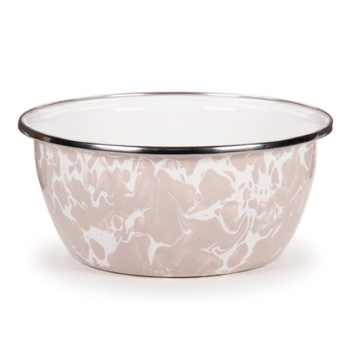 Taupe Swirl Enamelware Bowls - Set of 4 for Cereal, Salad, Soup & Dessert | Durable & Stylish Kitchen & Dining Essentials for Home, Picnic & Camping