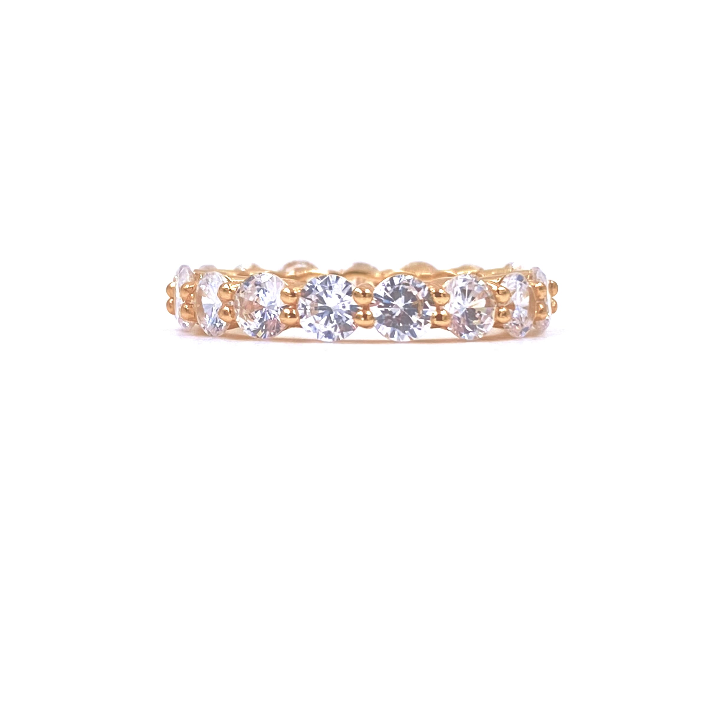 Ashley Gold Sterling Silver Prong Set Eternity Wedding Band Ring for Women - Perfect for Anniversaries, Engagements & Special Occasions