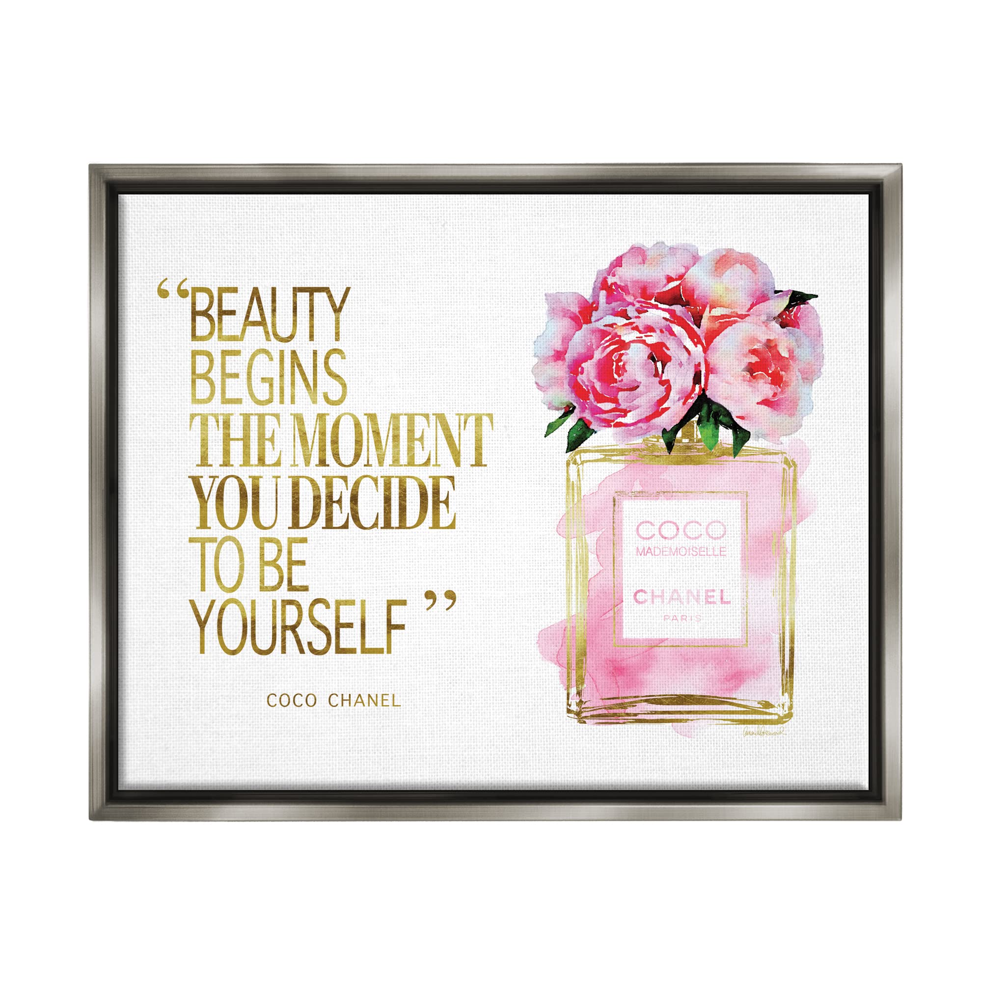 Stupell Industries Fashion Designer Perfume Gold Pink Watercolor Art Print - Inspirational Quote Wall Decor by Amanda Greenwood | Perfect for Bedroom, Living Room & Office Decor