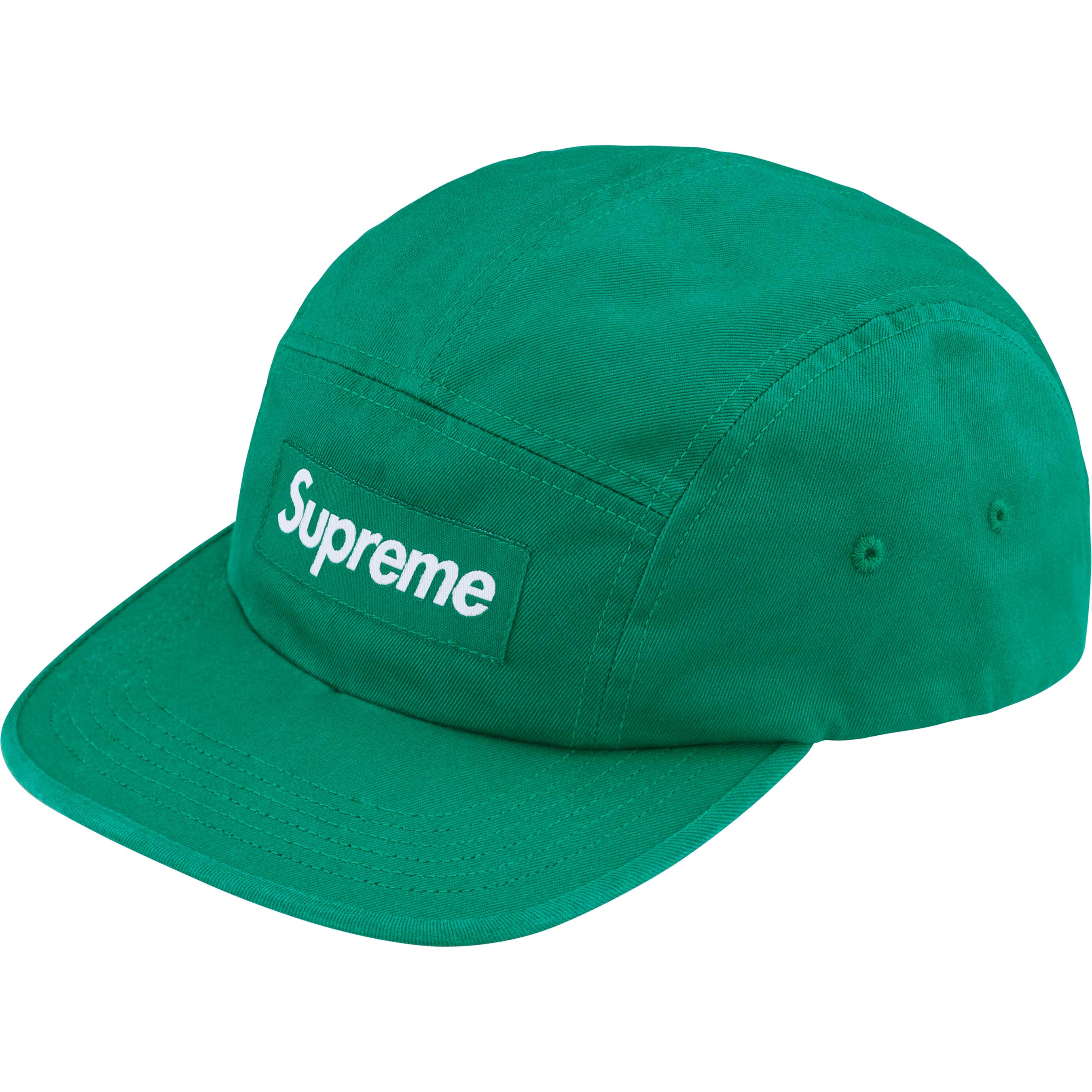 Supreme FW24 Washed Chino Twill Camp Cap - Green Cotton Baseball Hat for Men - Perfect for Streetwear, Outdoor Adventures & Casual Style