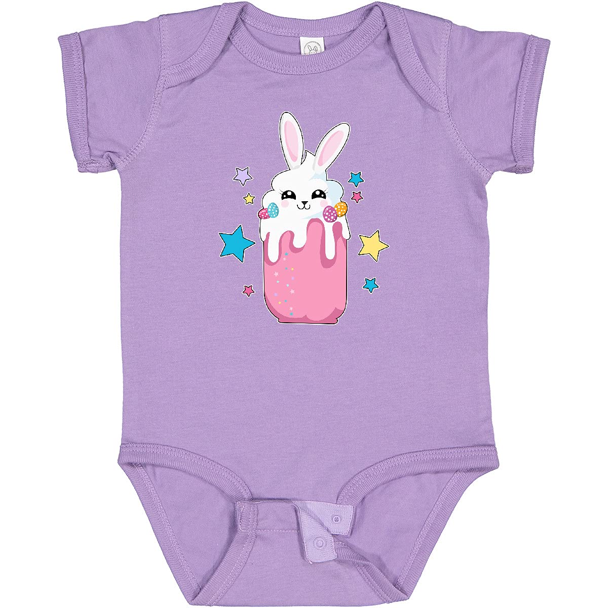 Inktastic Easter Strawberry Bunny Drink with Stars Baby Bodysuit - Cute Easter Outfit for Infants, Unisex Cotton Onesie for Holiday Photos & Family Gatherings