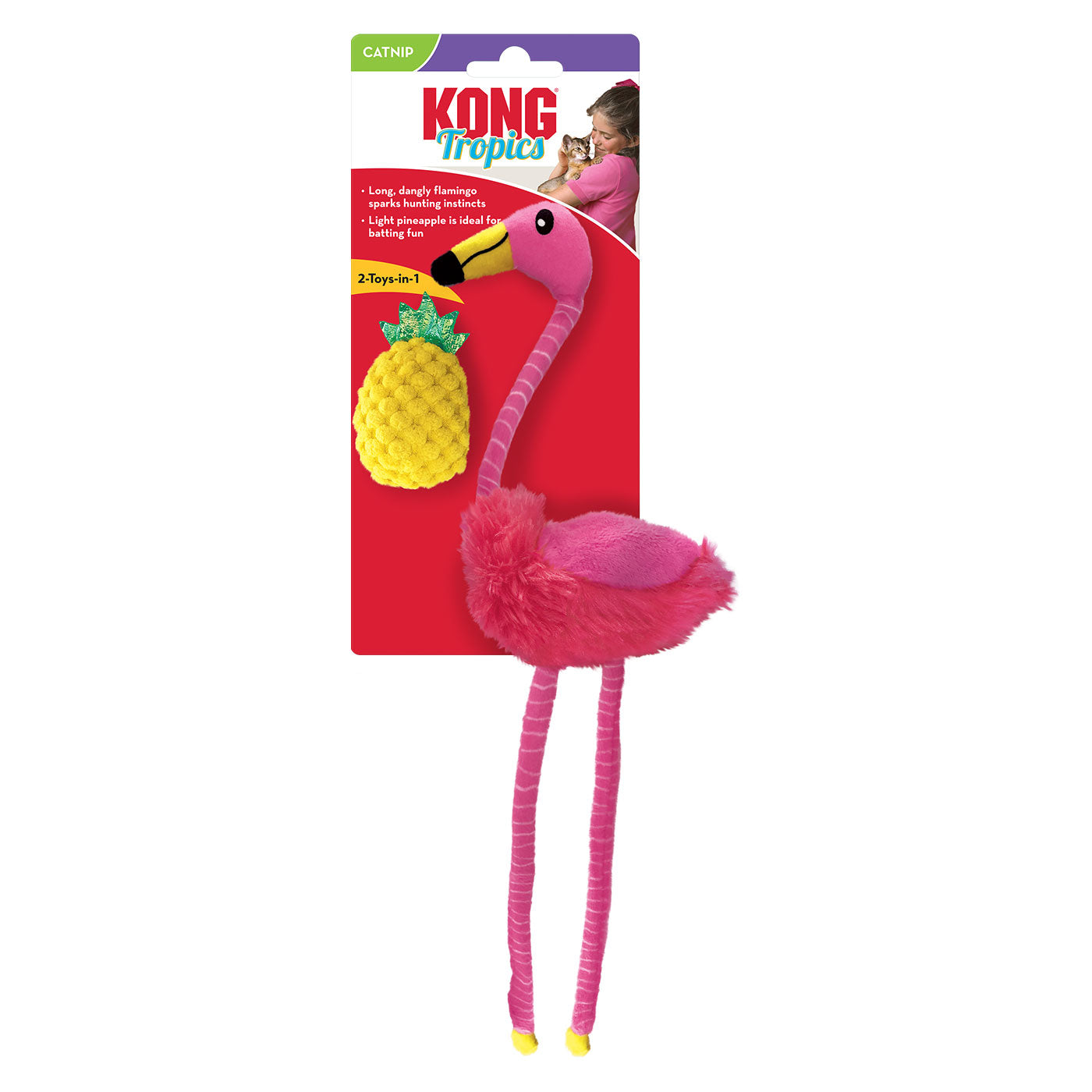 KONG Cat Tropics Flamingo Cat Toy - 2 Pack Durable Interactive Play for Indoor & Outdoor Fun - Perfect for Kittens and Adult Cats