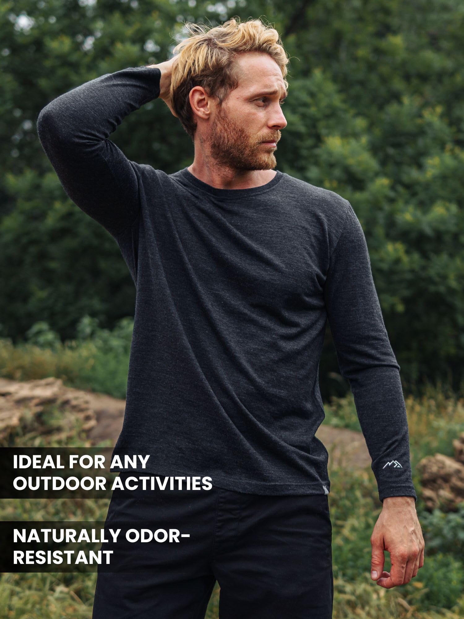 Merino.tech Men's Merino Wool Base Layer Set - Heavyweight, Midweight & Lite Thermal Underwear Top & Bottom for Hiking, Skiing & Outdoor Activities