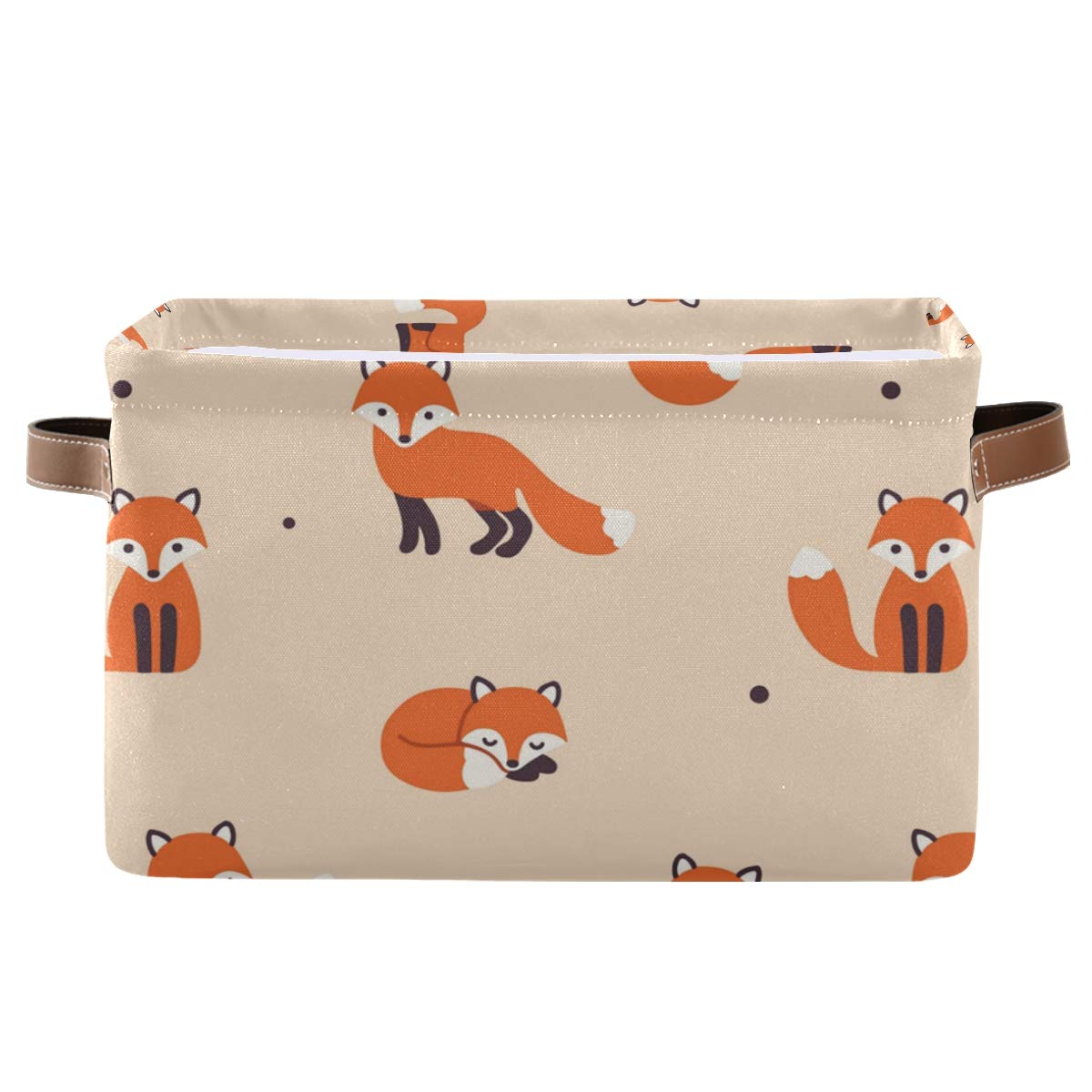 Foldable Fox Pattern Storage Basket - Large Collapsible Cloth Bin Organizer with Handles for Toys, Closet, Nursery, Bedroom & Office | Perfect for Kids' Room Organization & Home Decor