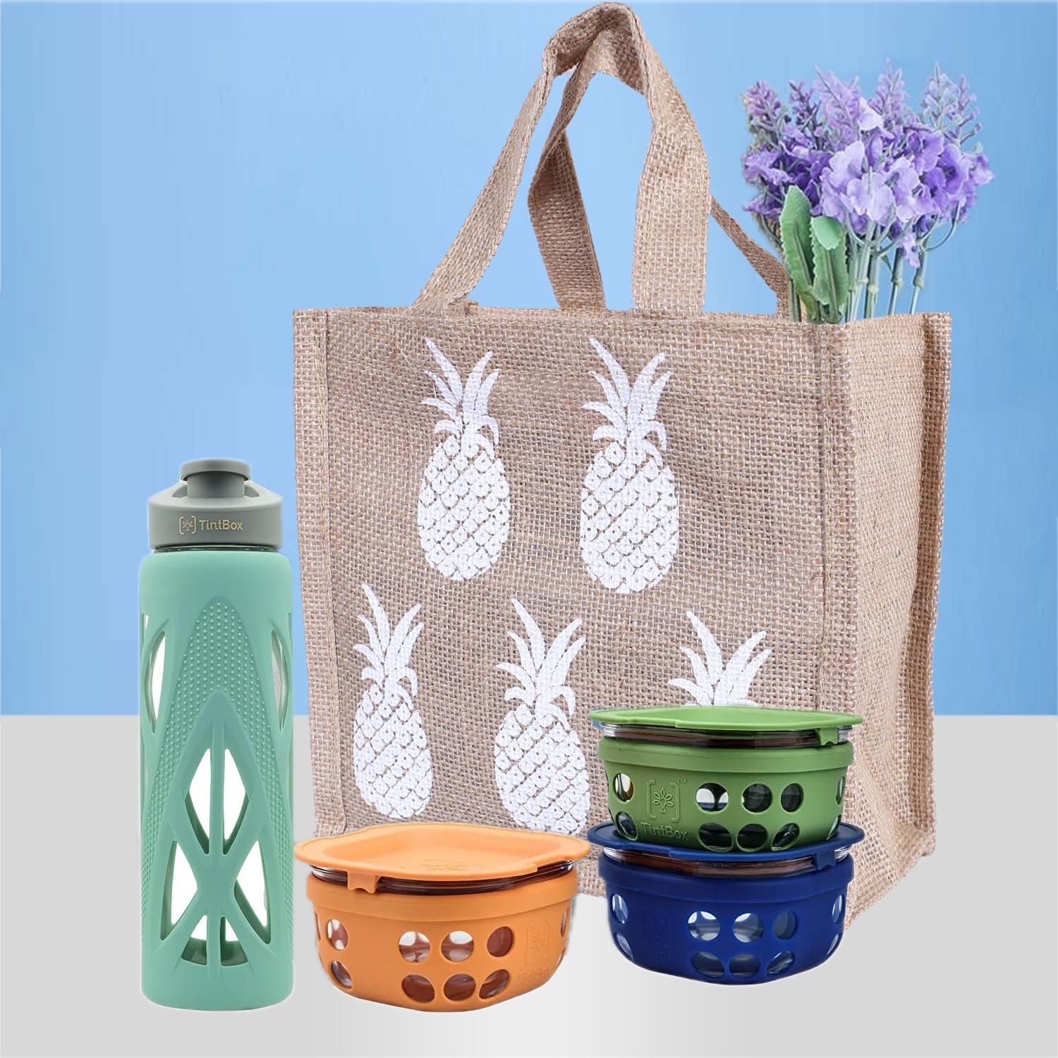 Kuber Industries Reusable Jute Lunch Bag with Handle - Eco-Friendly Office Lunch Tote for Men & Women - Small Size Pack of 3 - Perfect for Work, School & Picnics