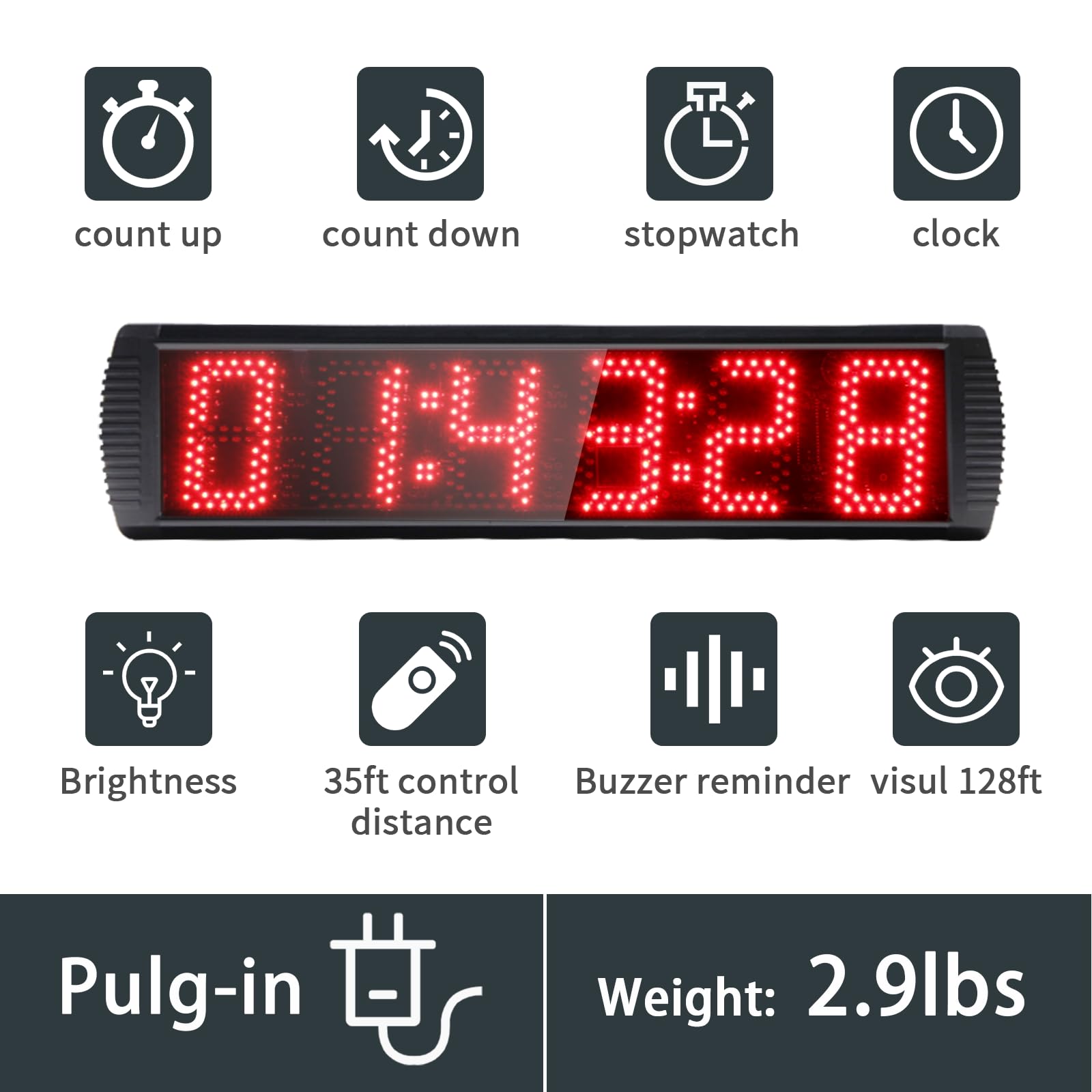 Portable 5-Inch High 6-Digit LED Race Clock with Tripod - Digital Countdown/Up Timer for Running Events, 12/24-Hour Display, Remote Control Stopwatch - Perfect for Track Meets, Marathons & Sports Timing
