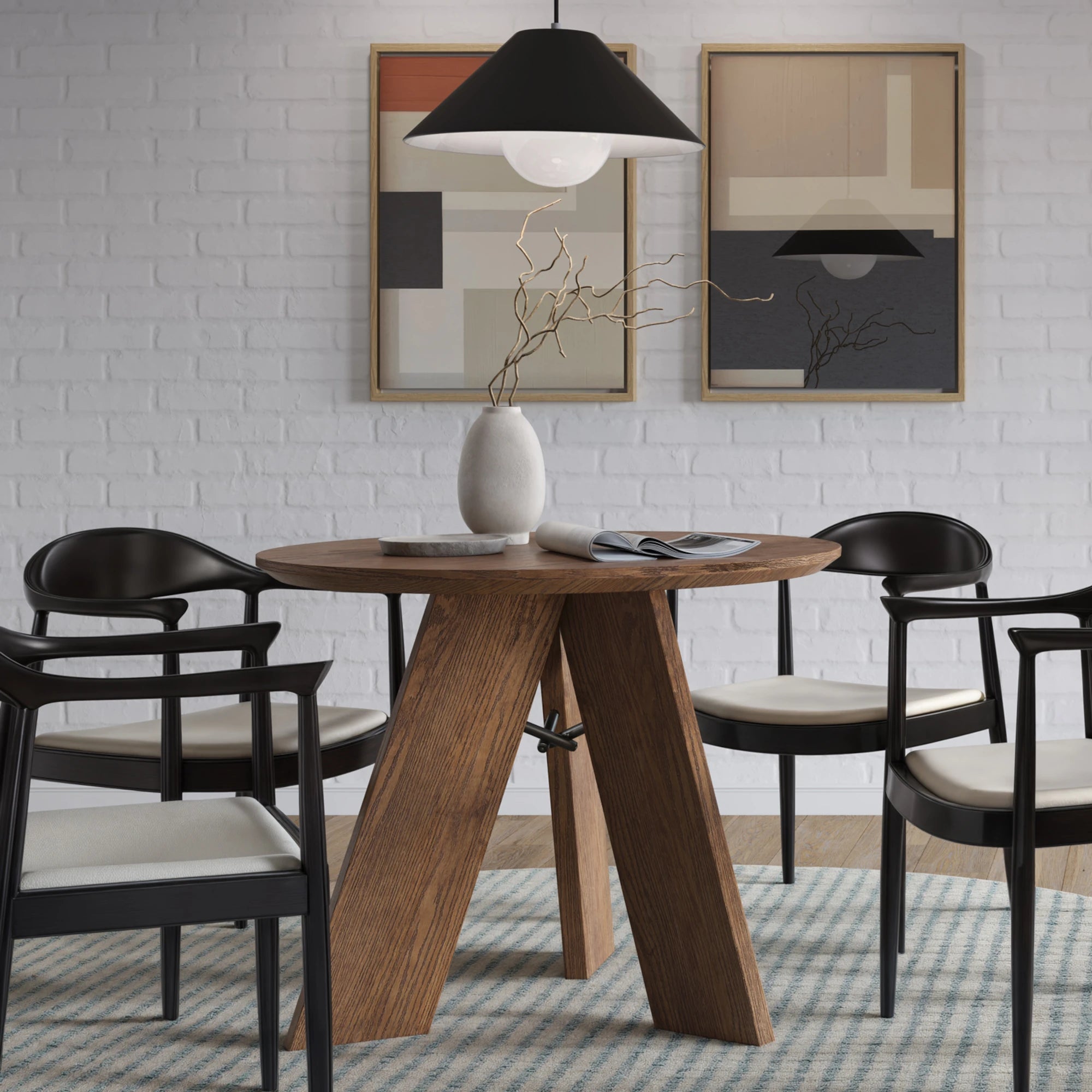 Stylish Cascais Round Dining Table - Modern Wooden Kitchen Table for 4-6 People | Perfect for Small Spaces, Breakfast Nooks & Cozy Family Meals