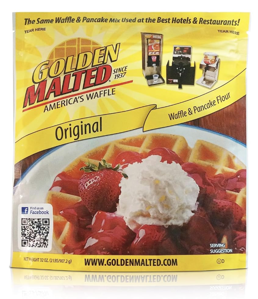 Carbon's Golden Malted Original Pancake & Waffle Flour Mix - 32oz Bag | Premium Breakfast Mix for Fluffy Pancakes & Crispy Waffles | Perfect for Family Brunches, Sunday Breakfasts & Holiday Gatherings