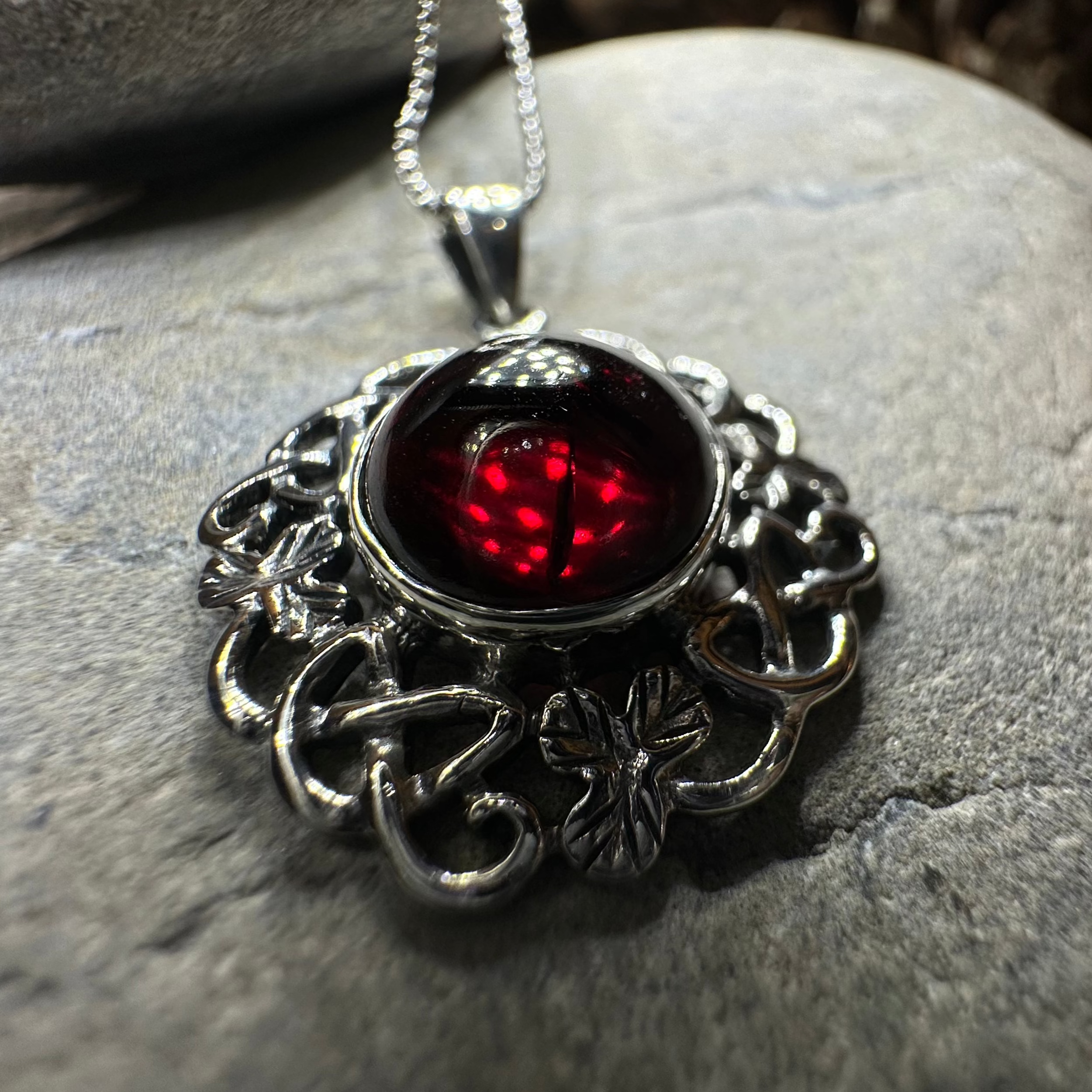 Elegant Elena Shamrock Garnet Pendant Necklace for Women - Sterling Silver Irish Jewelry Gift for St. Patrick's Day, Birthday & Anniversary - Perfect for Parties, Weddings & Special Occasions