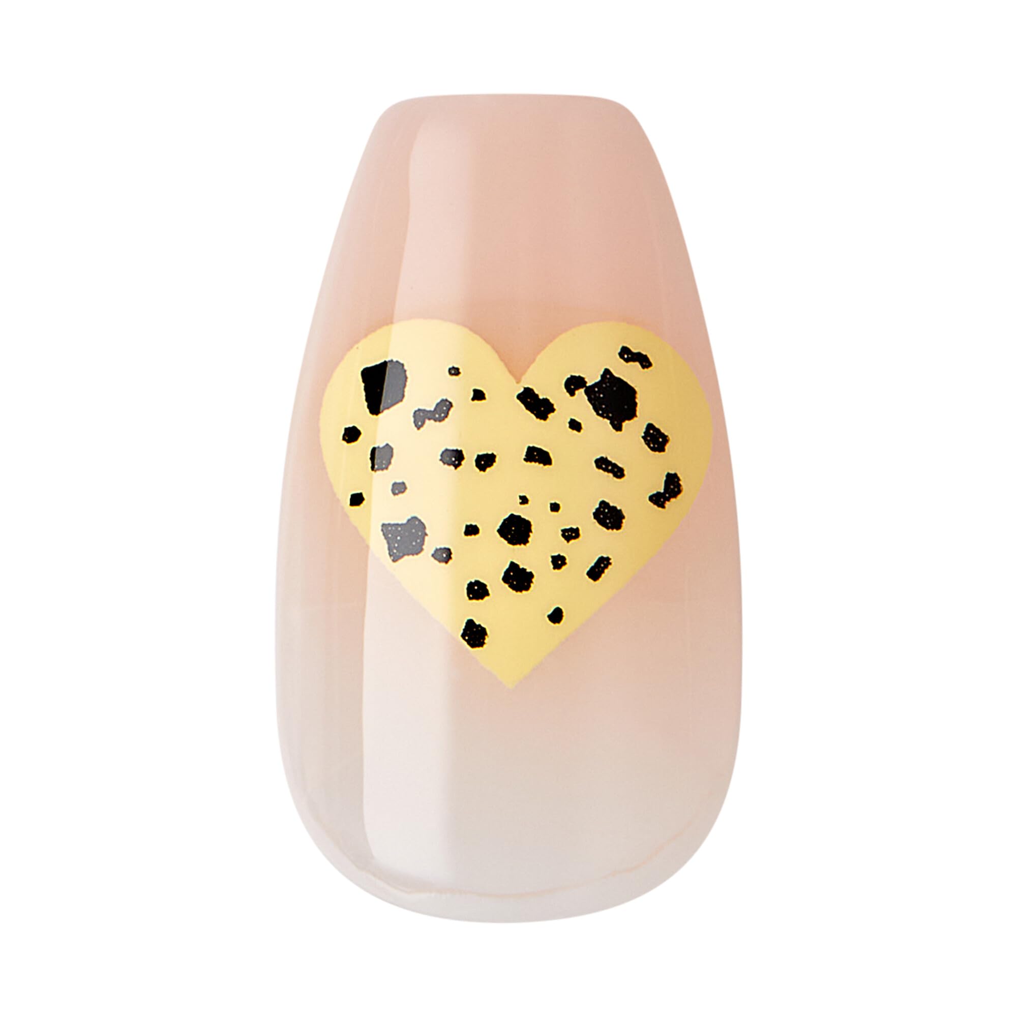 KISS imPRESS No Glue Press On Nails 30 Pcs - Light Neutral Heart Design, Medium Coffin Shape | Easy Peel & Press Application, Hassle-Free Removal | Perfect for Weddings, Parties & Everyday Wear