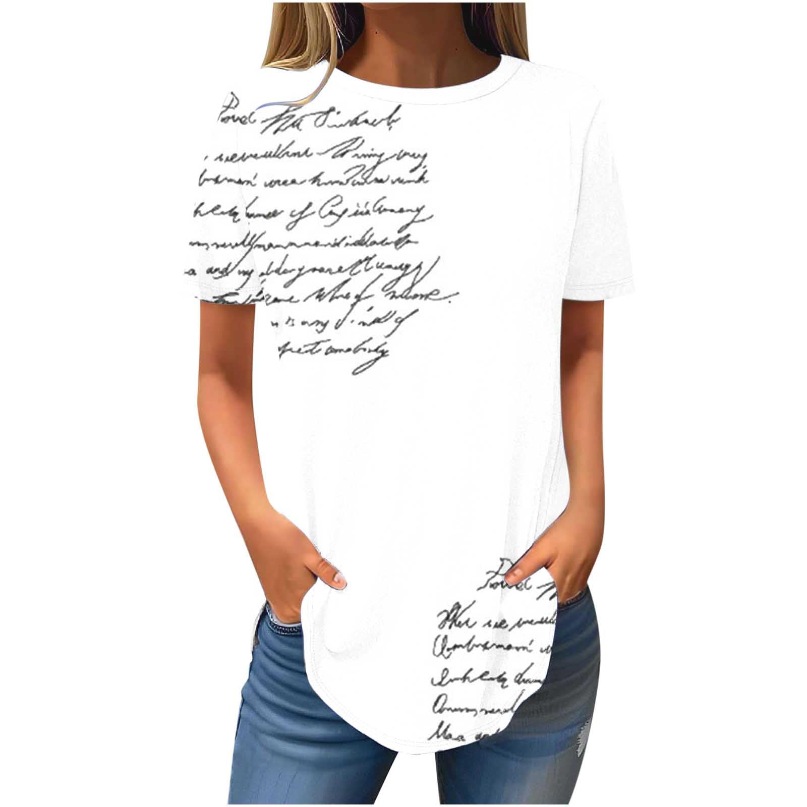 Trendy Women's Summer Tops 2024 - Newspaper Print Casual Shirt | Loose Fit Fashion Blouse for Going Out, Beach & Vacation | Stylish Daily Wear & Party Outfits