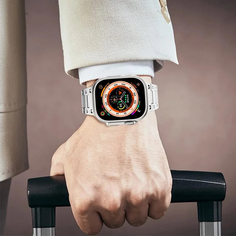 Premium Glossy Titanium Bracelet for Apple Watch - Stylish & Durable Replacement Band for Workout, Office & Everyday Wear