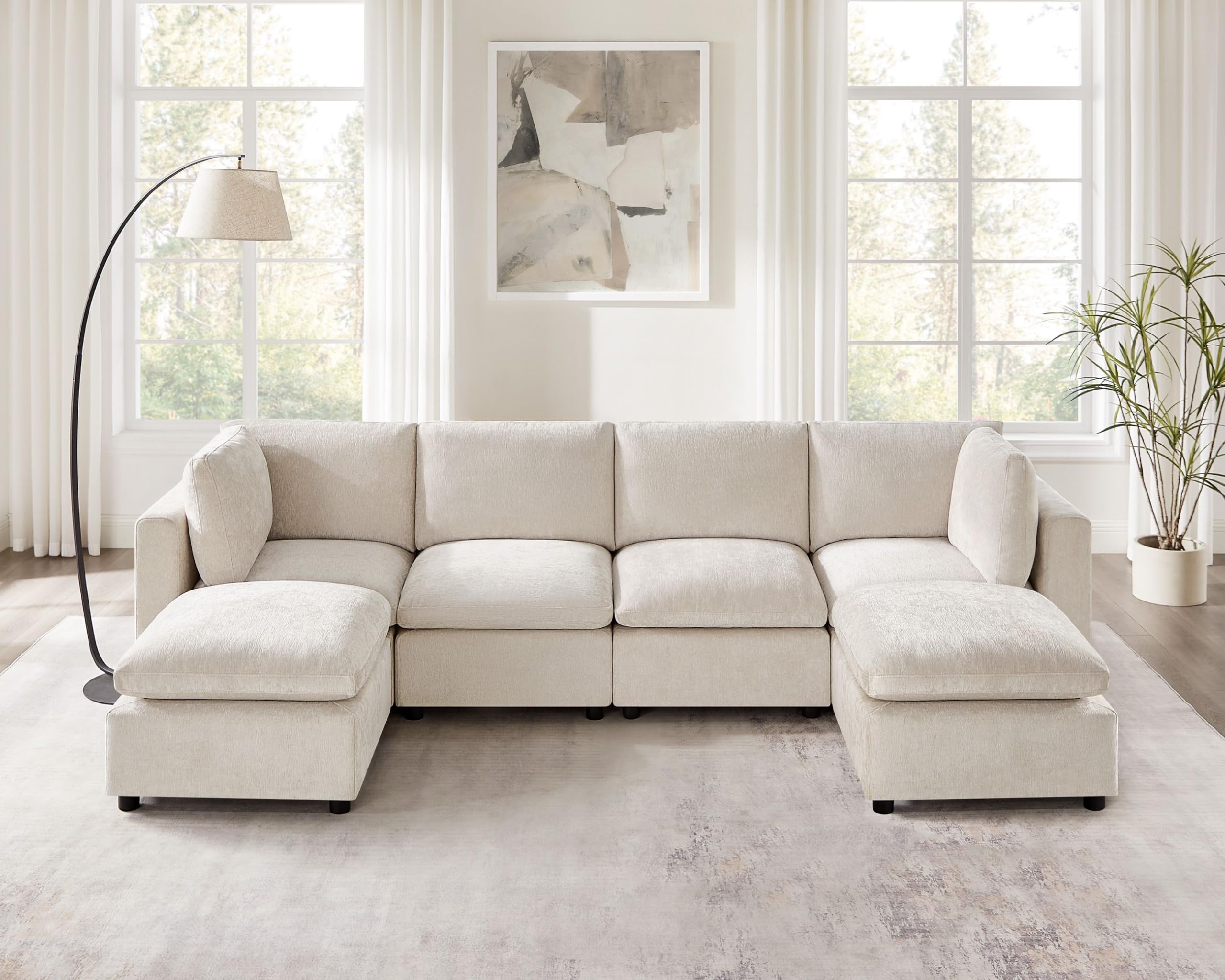 Modular Sectional Sofa with Ottoman - Convertible L-Shaped Couch for Small Spaces, Living Room & Apartment - Comfortable Modern Furniture for Relaxing & Entertaining