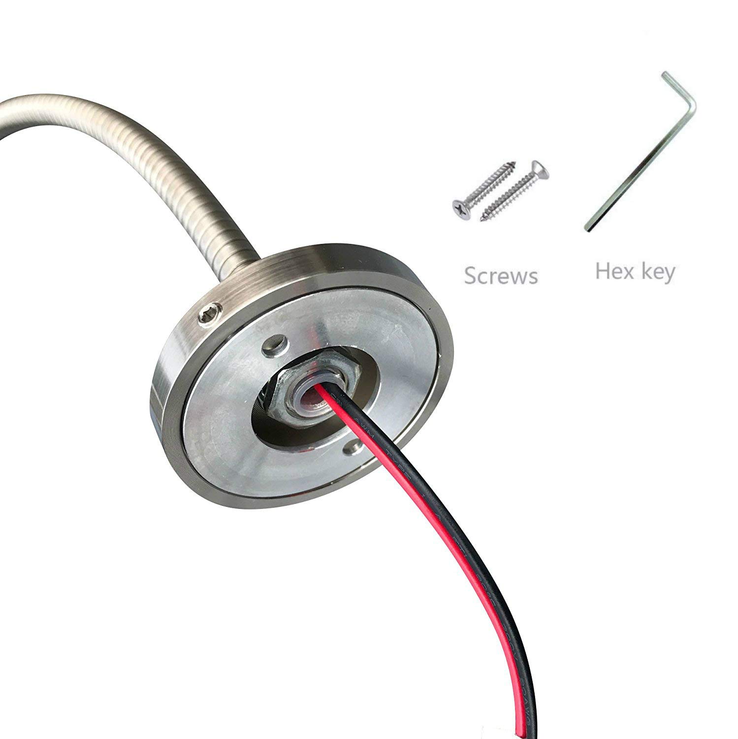 12V LED Reading Light with Switch - Flexible Gooseneck RV Interior Light for Bedside, Boat, Yacht, Caravan - 2 Pack Wall Mount Lights (Perfect for Night Reading, Camping & Travel)