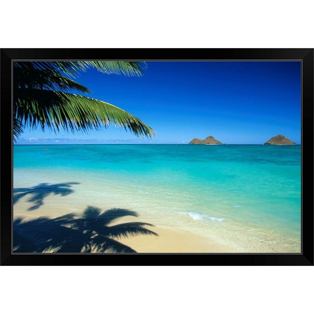 Stunning Lanikai Beach Oahu Hawaii Black Framed Art Print - Tropical Coastal Wall Decor for Living Room, Bedroom & Office
