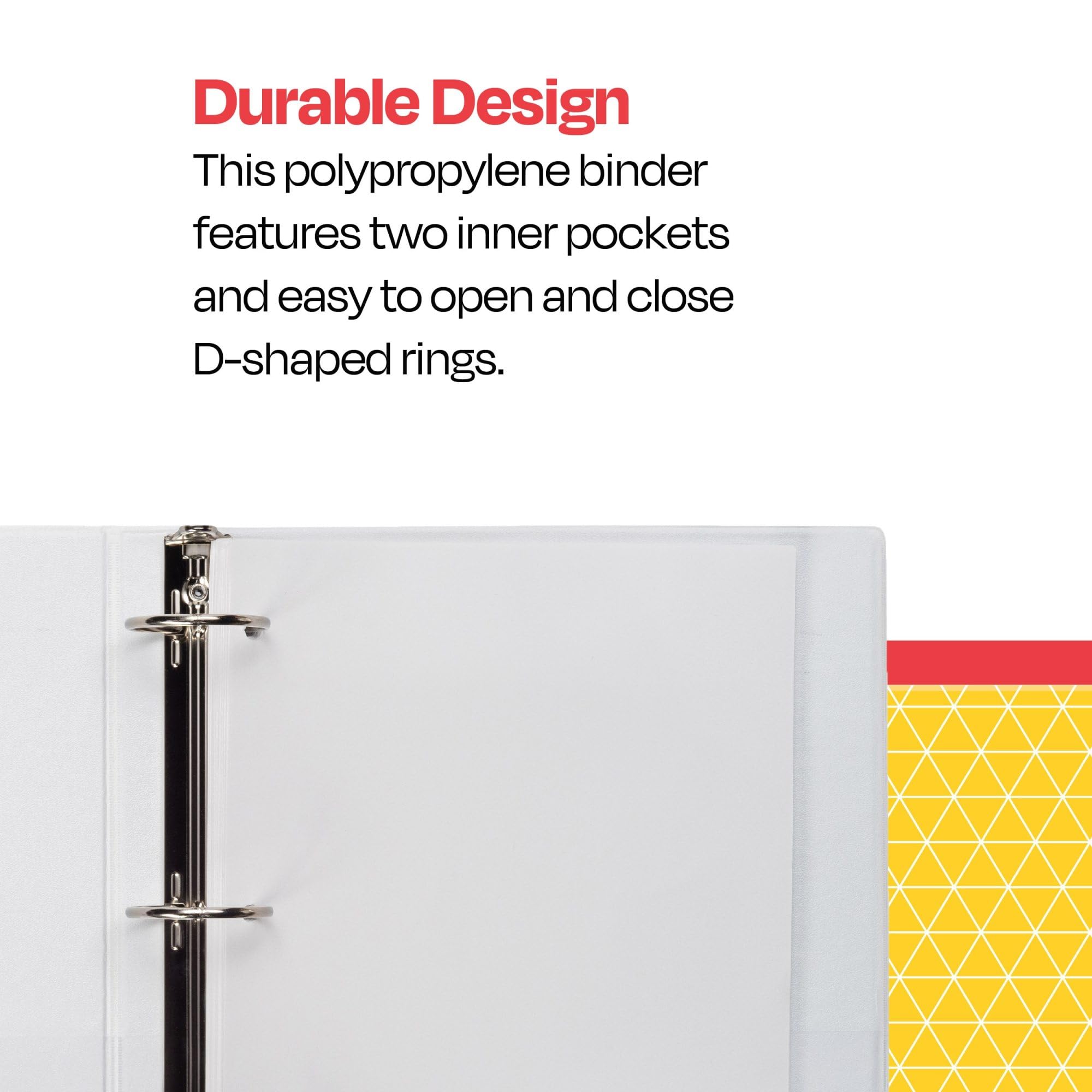 School Smart 2-Inch White Polypropylene D Ring Binder - Perfect for Classroom Organization, Office Documents & Student Notebooks