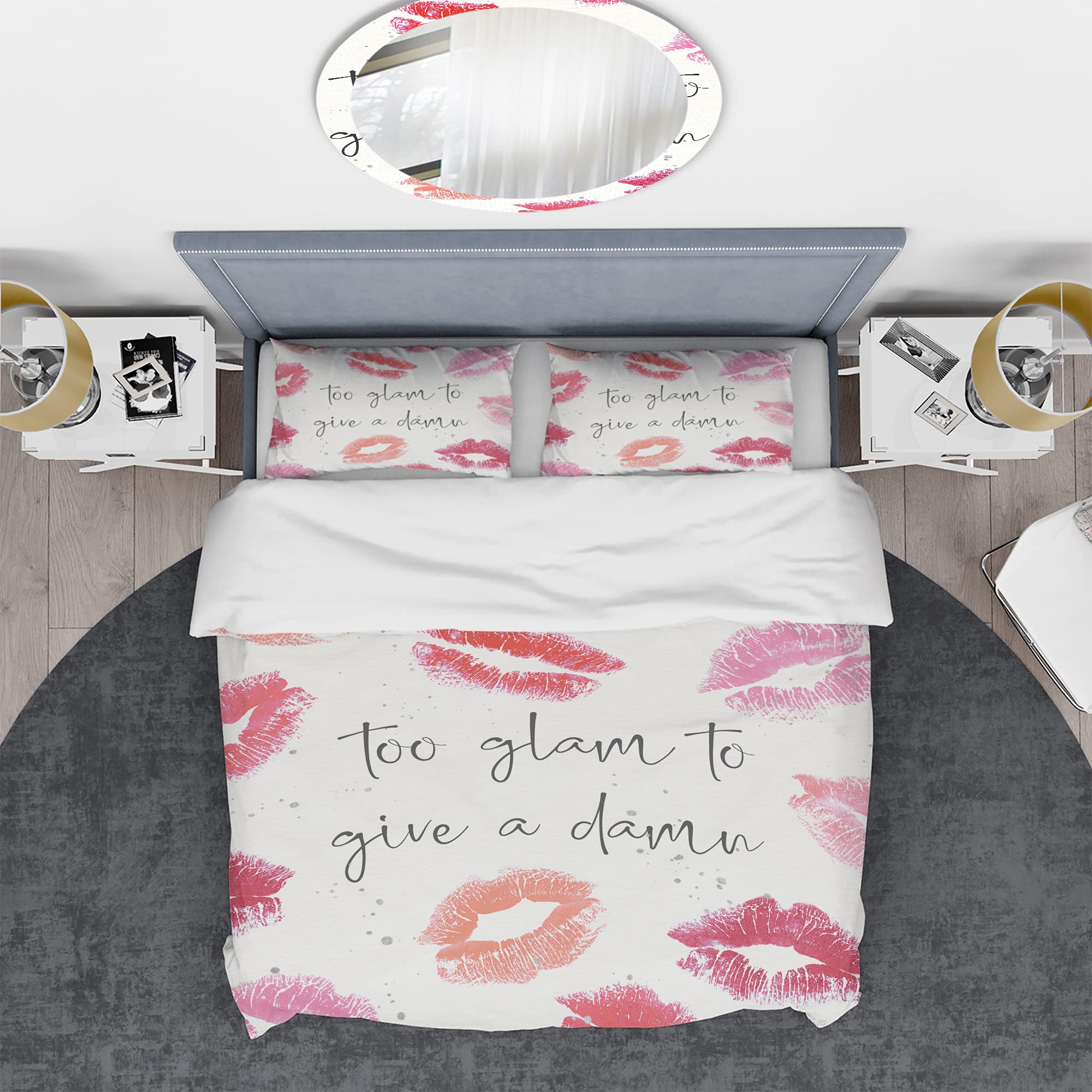 Glam Chic Accents VII Traditional Red Duvet Cover Set Queen Size - 3 Piece Fashion Bedding Set for All Seasons | Perfect for Master Bedroom, Guest Room & Luxury Hotel Decor