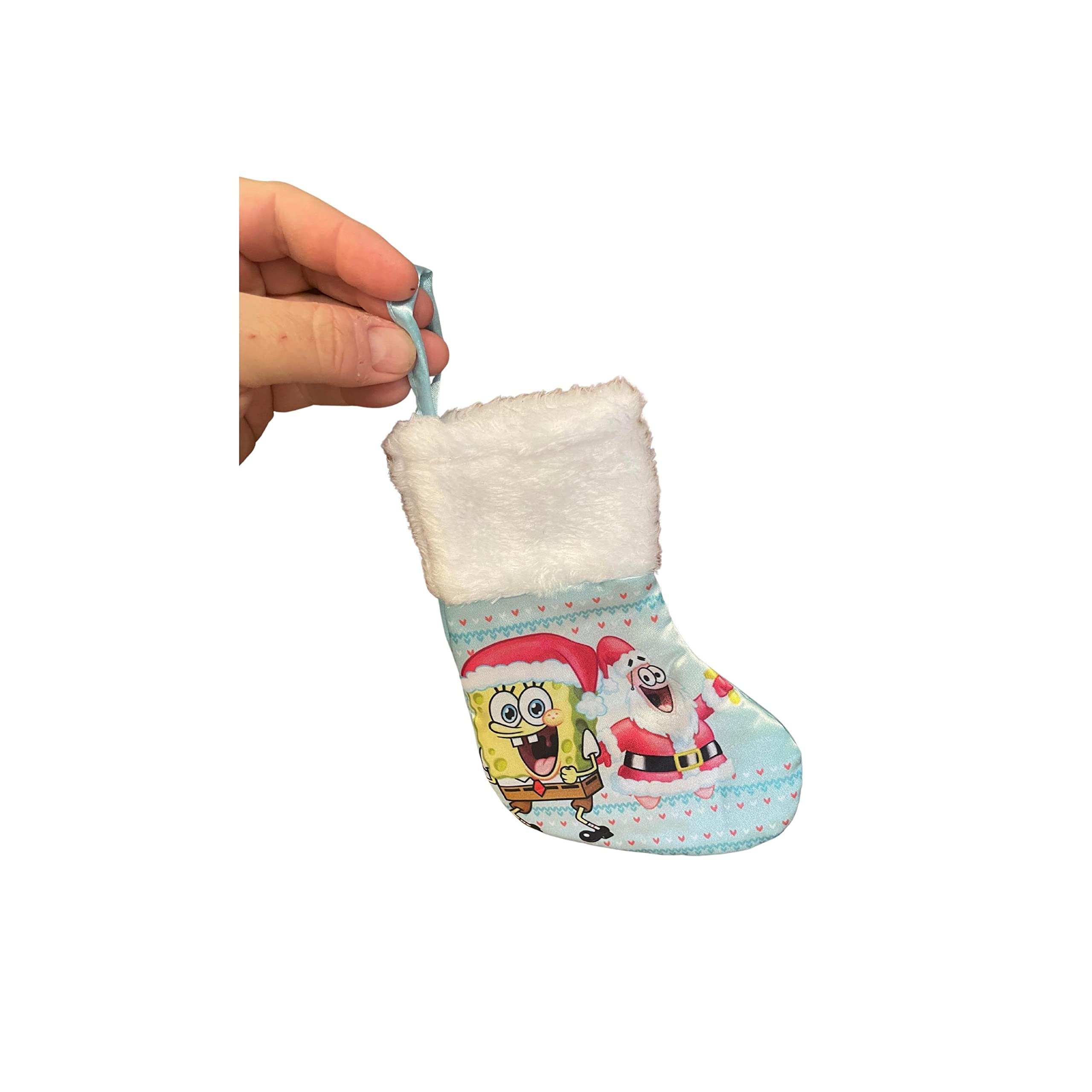 SpongeBob Christmas Mini Stocking - Small Gift Card Holder, Holiday Ornament & Treat Bag for Stocking Stuffers, Party Favors & Tree Decorations
