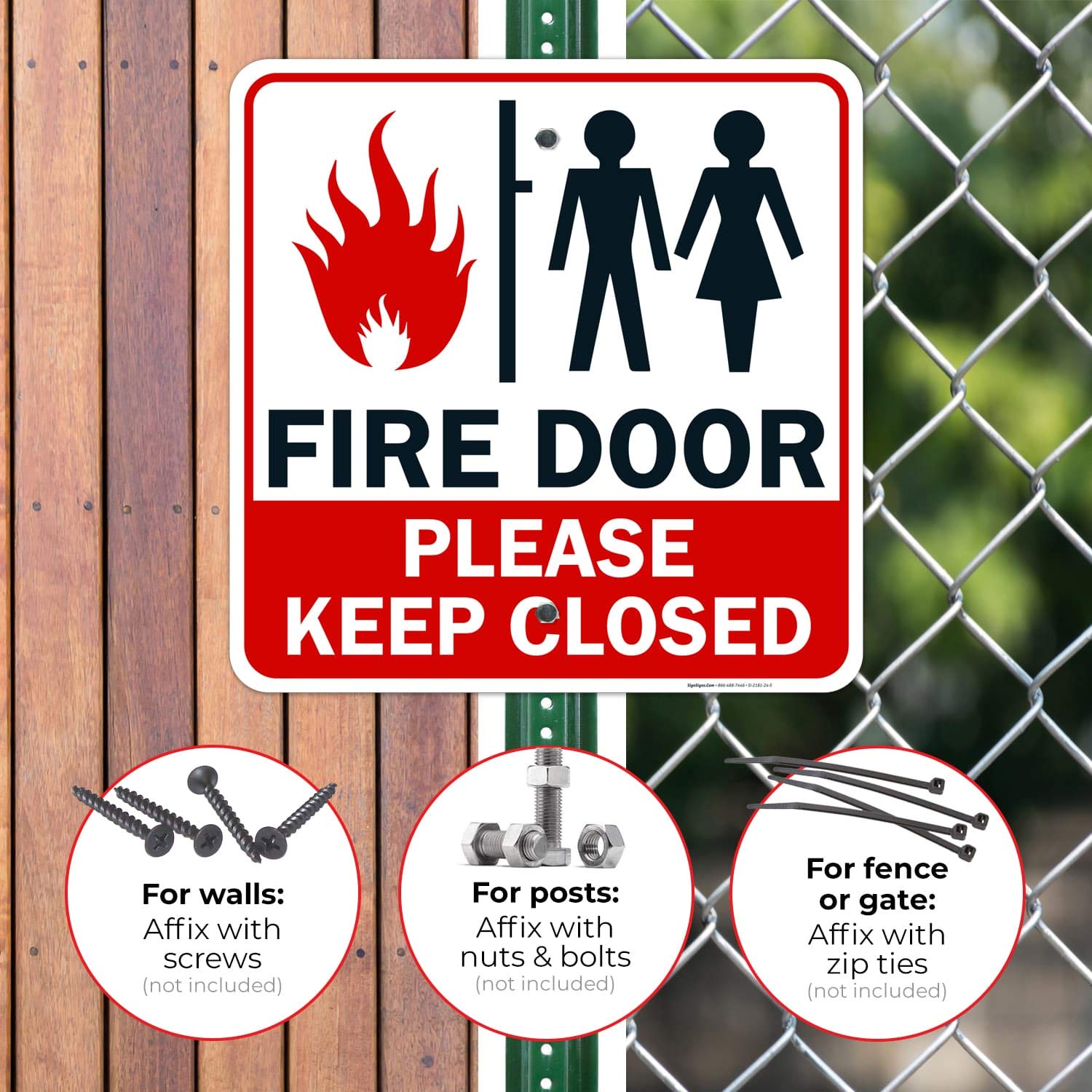 Fire Door Sign - 'Please Keep Closed' - 24x24 Inches Rust-Free .063 Aluminum - Fade Resistant & Easy Mounting for Indoor/Outdoor Use - Made in USA - Ideal for Commercial Buildings, Warehouses & Emergency Exits