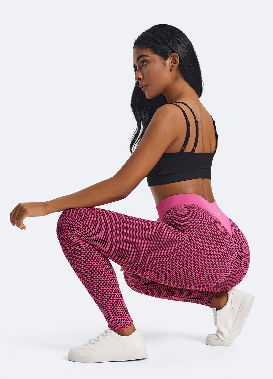 High Waist Textured Scrunch Leggings for Women - Yoga, Workout & Lounge - Soft Stretchy Comfortable Tummy Control Activewear Pants