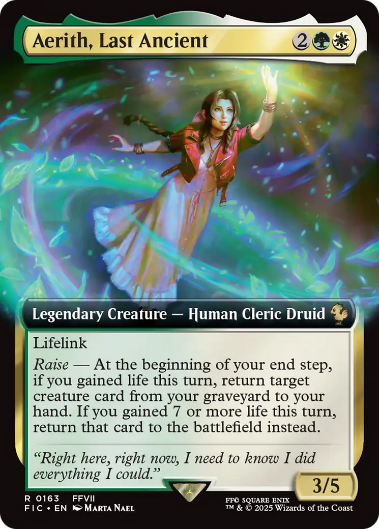Aerith Last Ancient Extended Art Card - FINAL FANTASY Commander Collectible - Perfect for MTG Deck Building & Gaming Tournaments