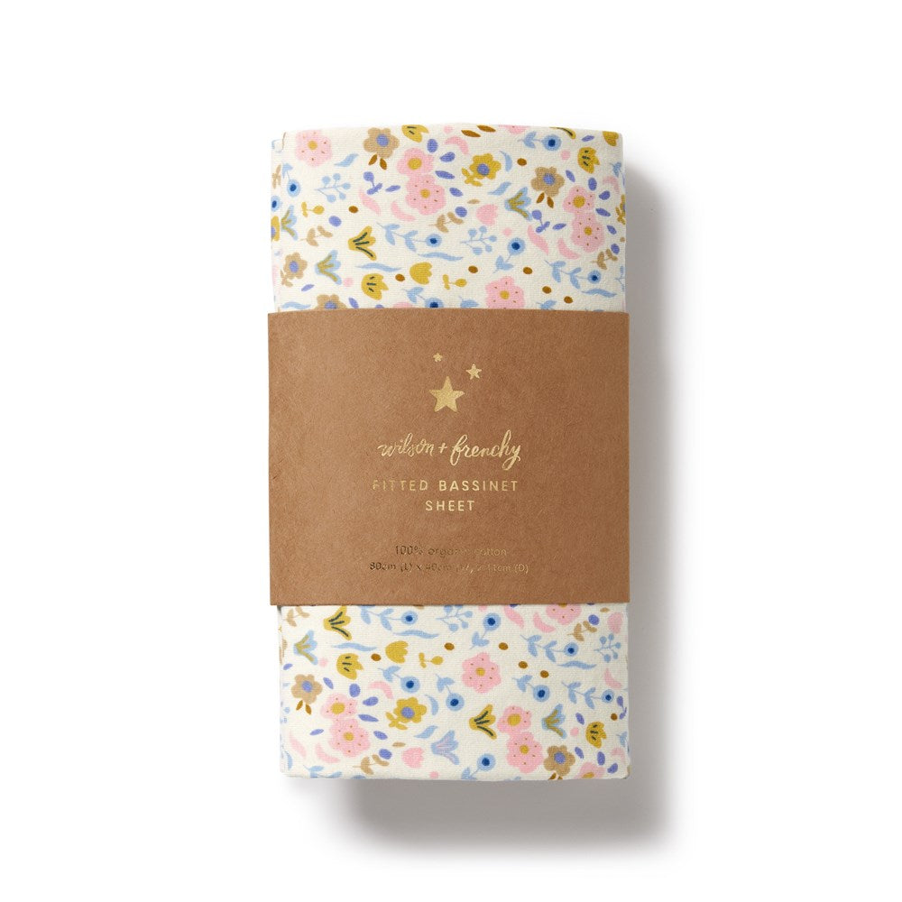 Organic Floral Bassinet Sheet for Baby Crib - Soft, Breathable & Hypoallergenic - Perfect for Nursery, Travel & Co-Sleeping