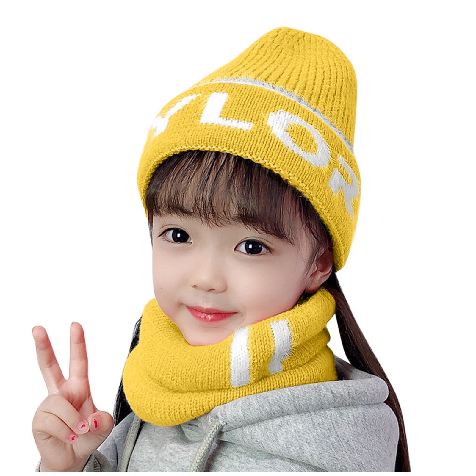 Warm Winter Knit Hooded Hat with Ear Flaps & Scarf - Cozy Fleece Lined Kids Beanie for Cold Weather - Perfect for Snow Play, Skiing, and Outdoor Activities