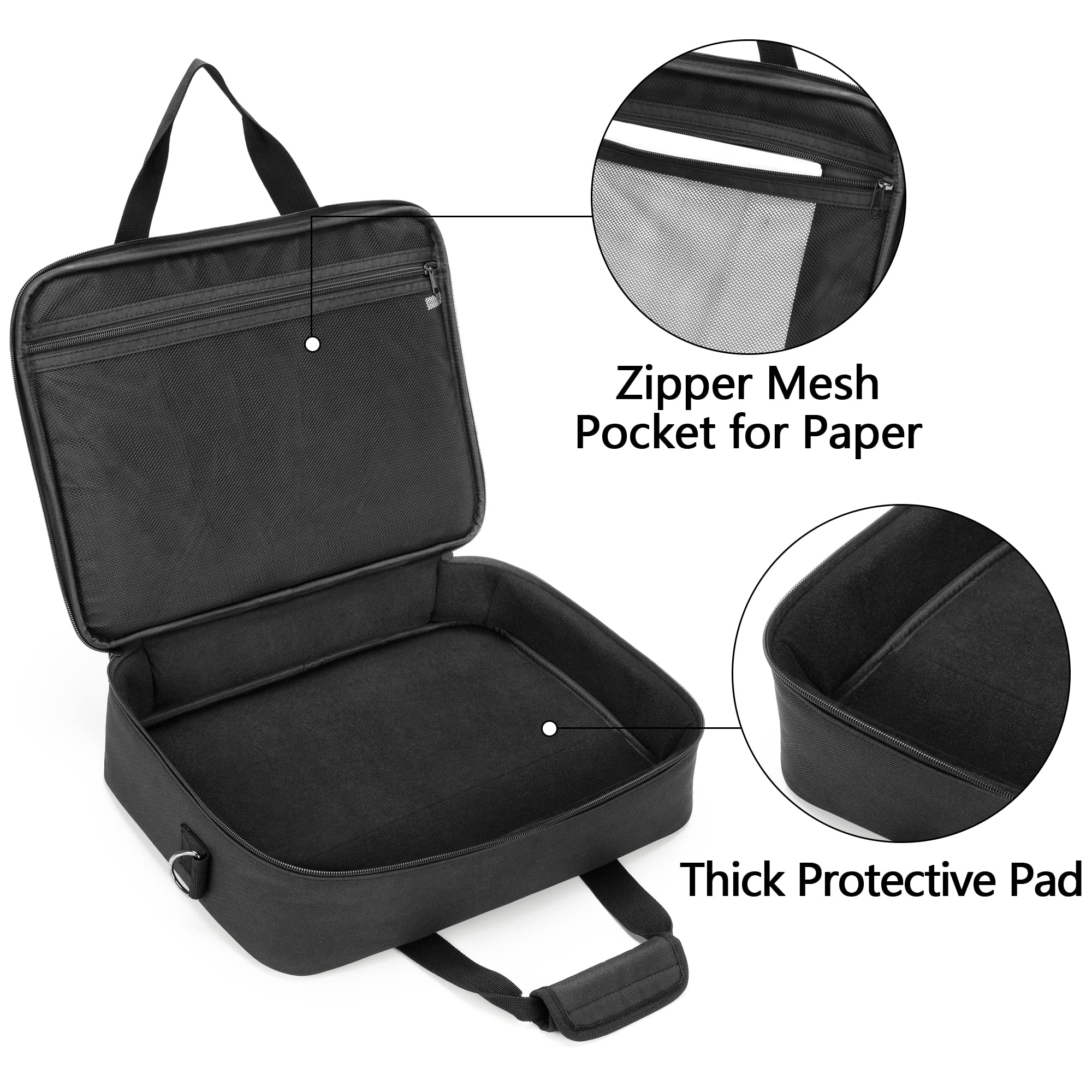 Samdew Portable Printer Carrying Case - Compatible with HP Tango, Tango X, Officejet 250/200 - Travel Laptop Bag with Shoulder Strap & Trolley Handle (Fits 14