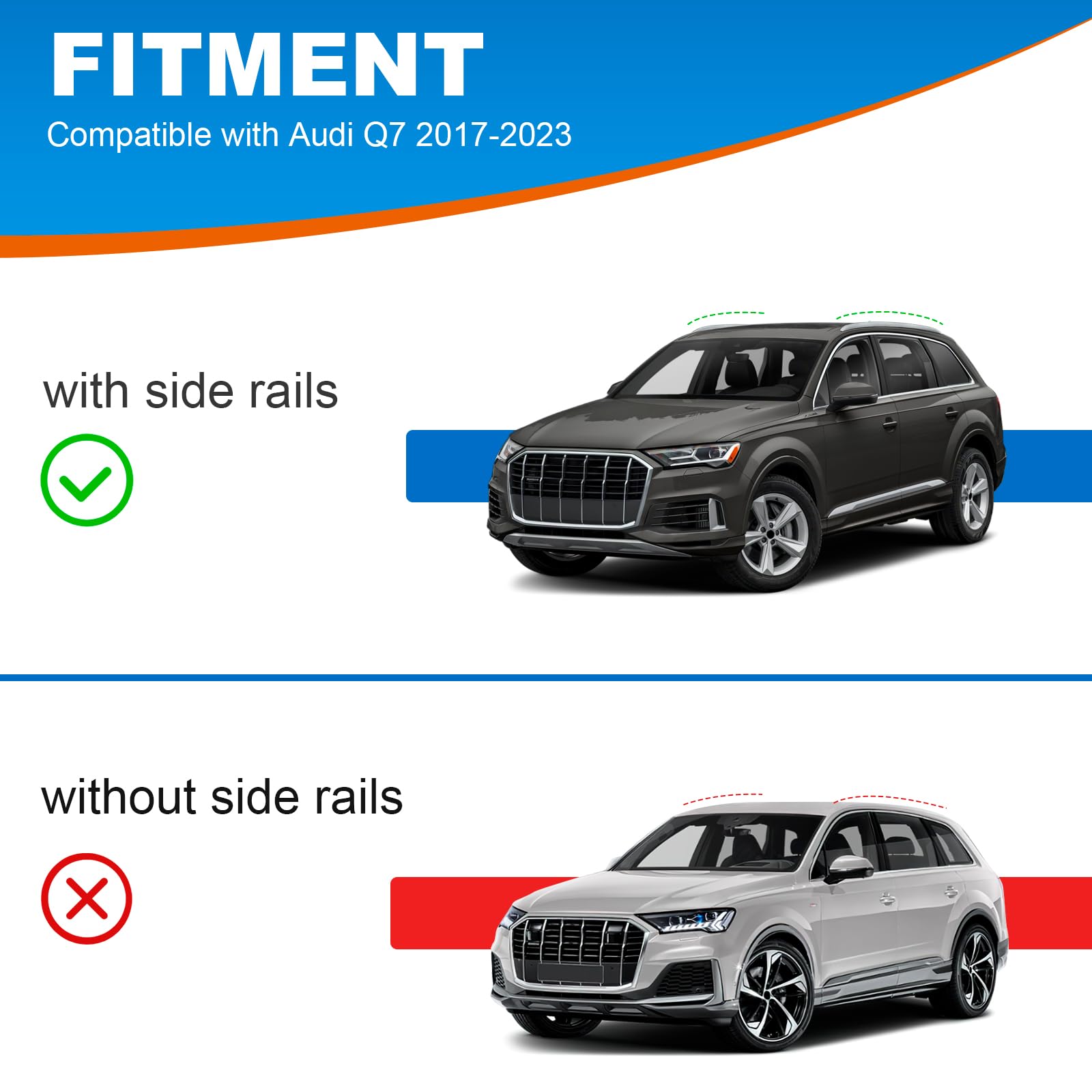 Heavy Duty Lockable Aluminum Roof Rack Cross Bars for Audi Q7 2016-2025 (with Side Rails) - 220lbs Capacity, Black Car Top Carrier for Luggage, Bikes & Outdoor Gear - Perfect for Road Trips, Camping & Adventure Travel