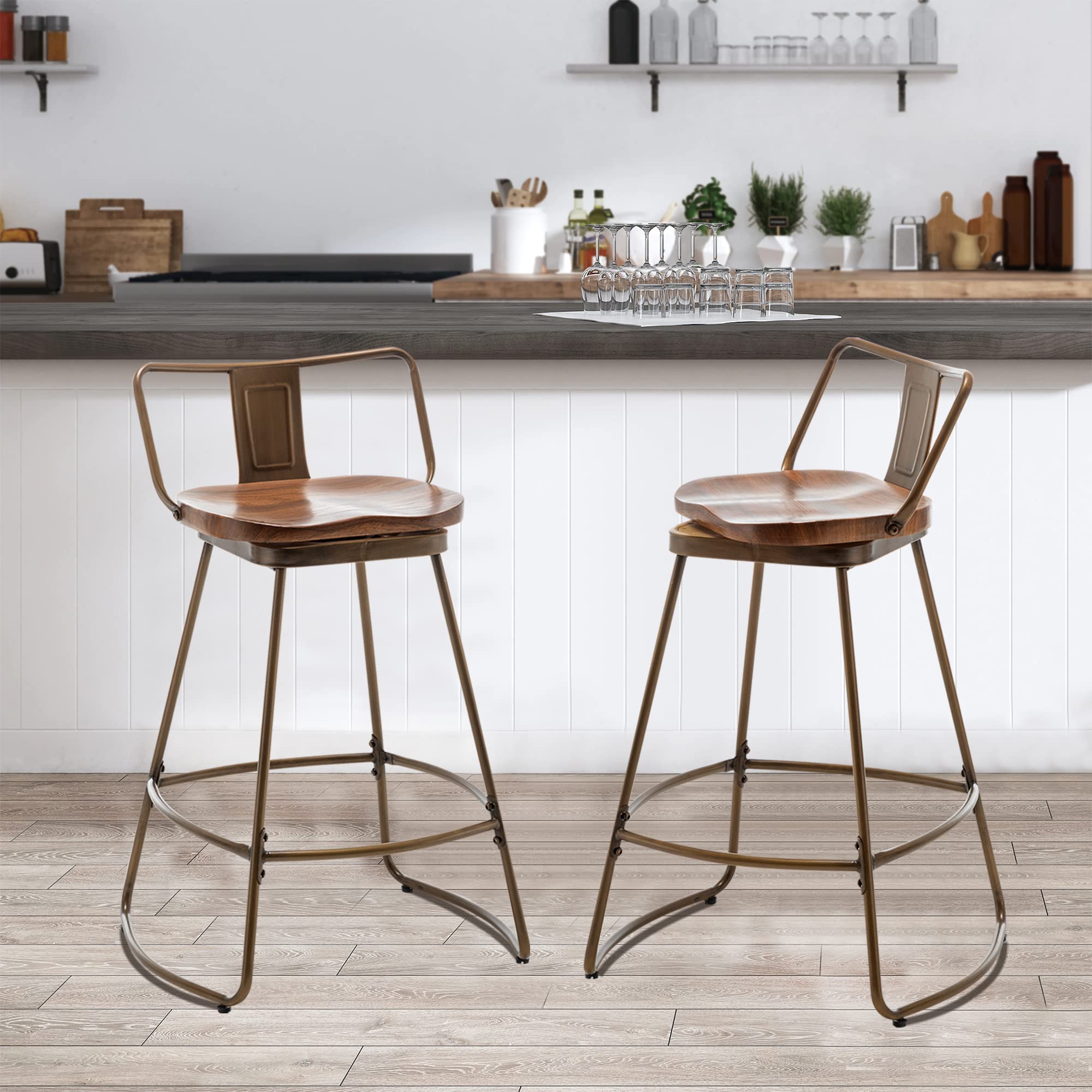 Industrial Swivel Bar Stools Set of 2 - 30