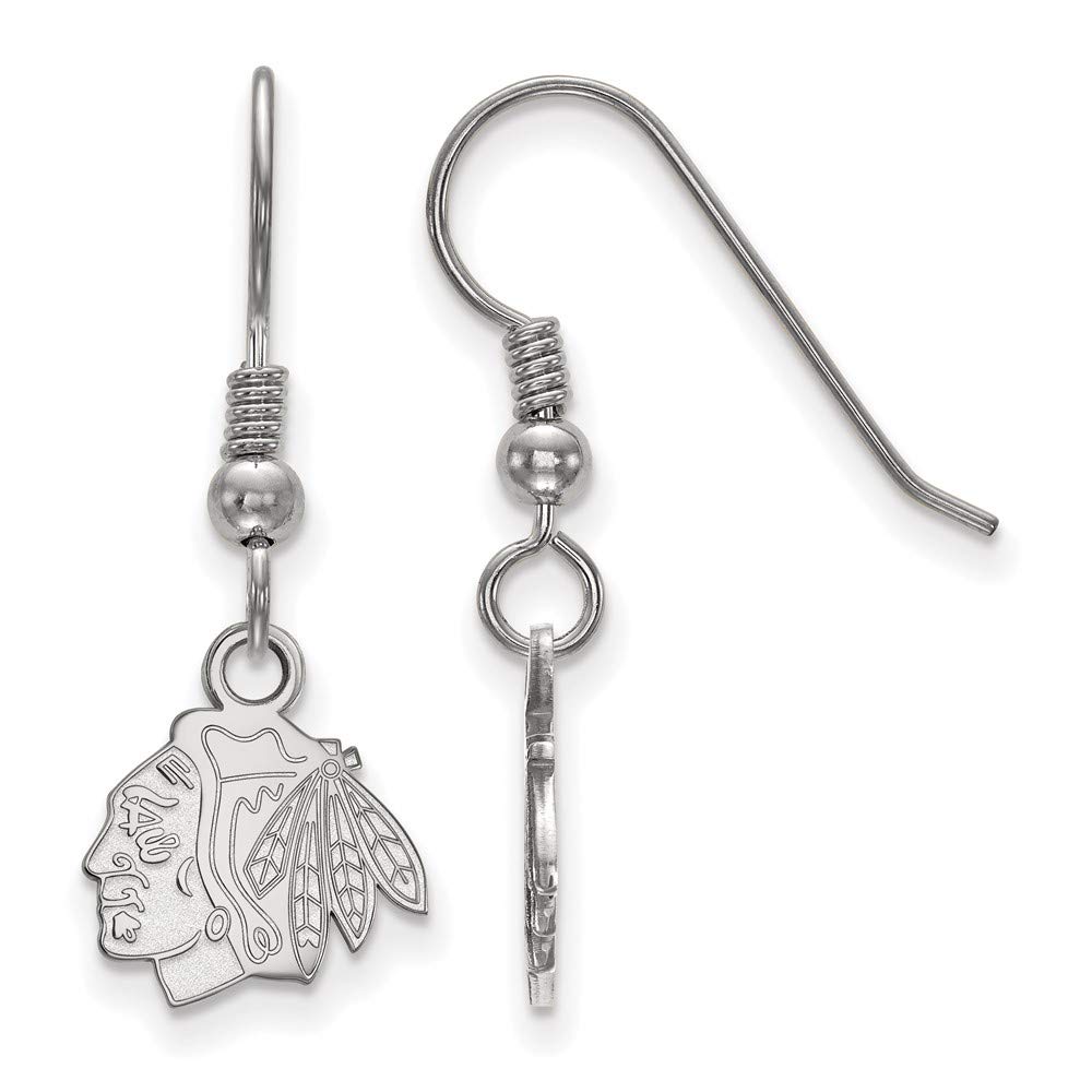 Sterling Silver NHL Chicago Blackhawks XS Dangle Earrings for Women - Hockey Fan Jewelry Gift - Perfect for Game Day & Casual Wear