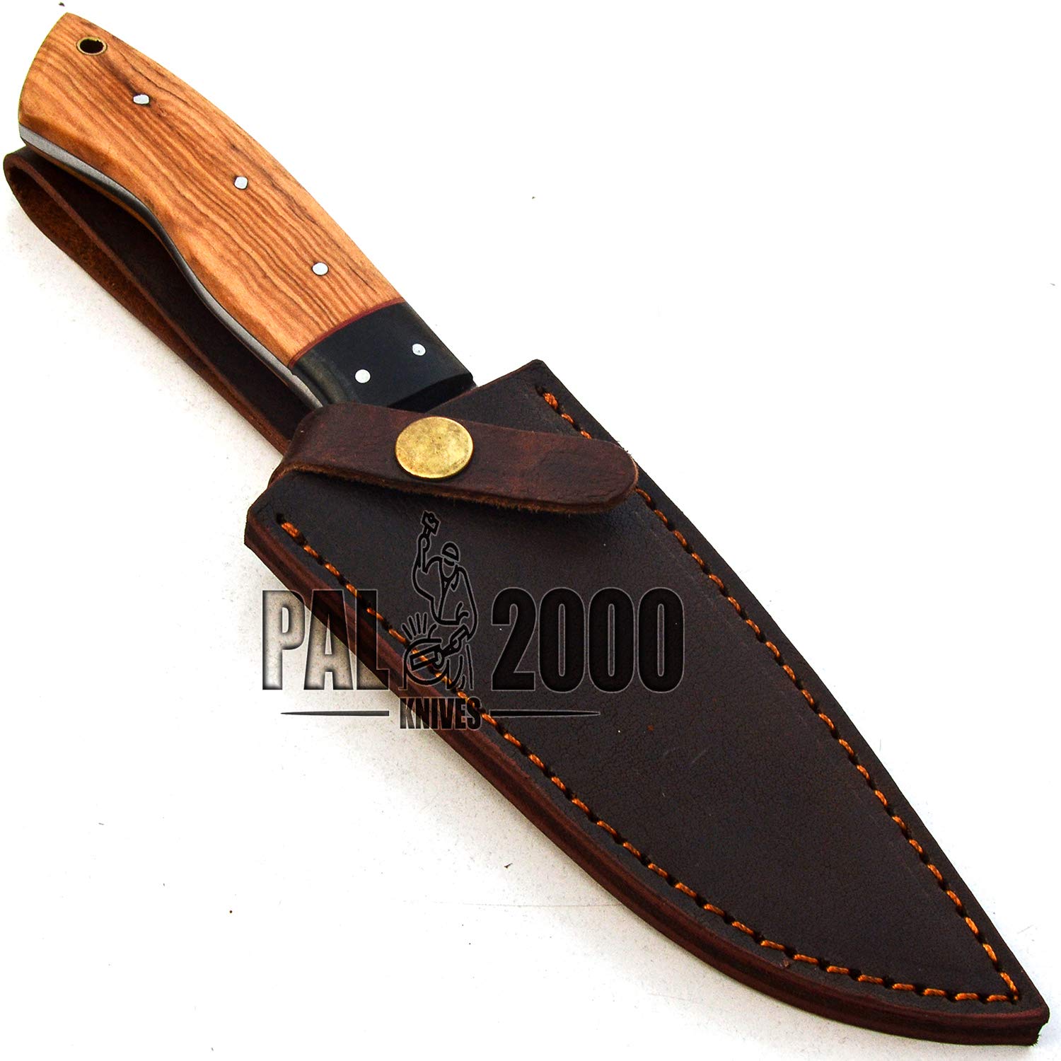 Premium Damascus Steel Custom Knives - Handcrafted Chef Knife with Leather Sheath (SNTS-9729) - Perfect for Outdoor Camping, Hunting & Kitchen Use