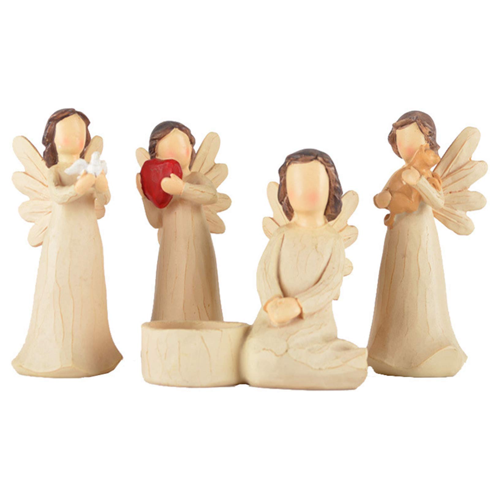 Set of 4 Cherub Angel Statues - Elegant Home & Office Decor Sculptures for Living Room, Modern Angel Figurines Collection | Perfect Birthday Gift Idea for Christmas, Housewarming & Interior Design