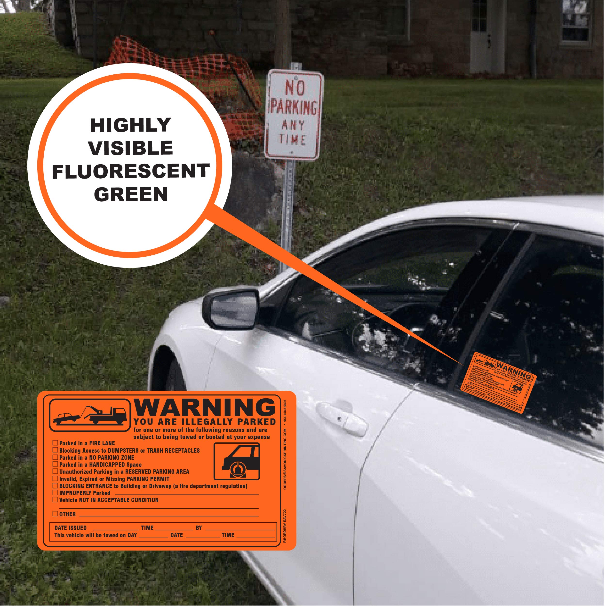 Illegally Parked Vehicle Tow Notice Stickers - 5.5
