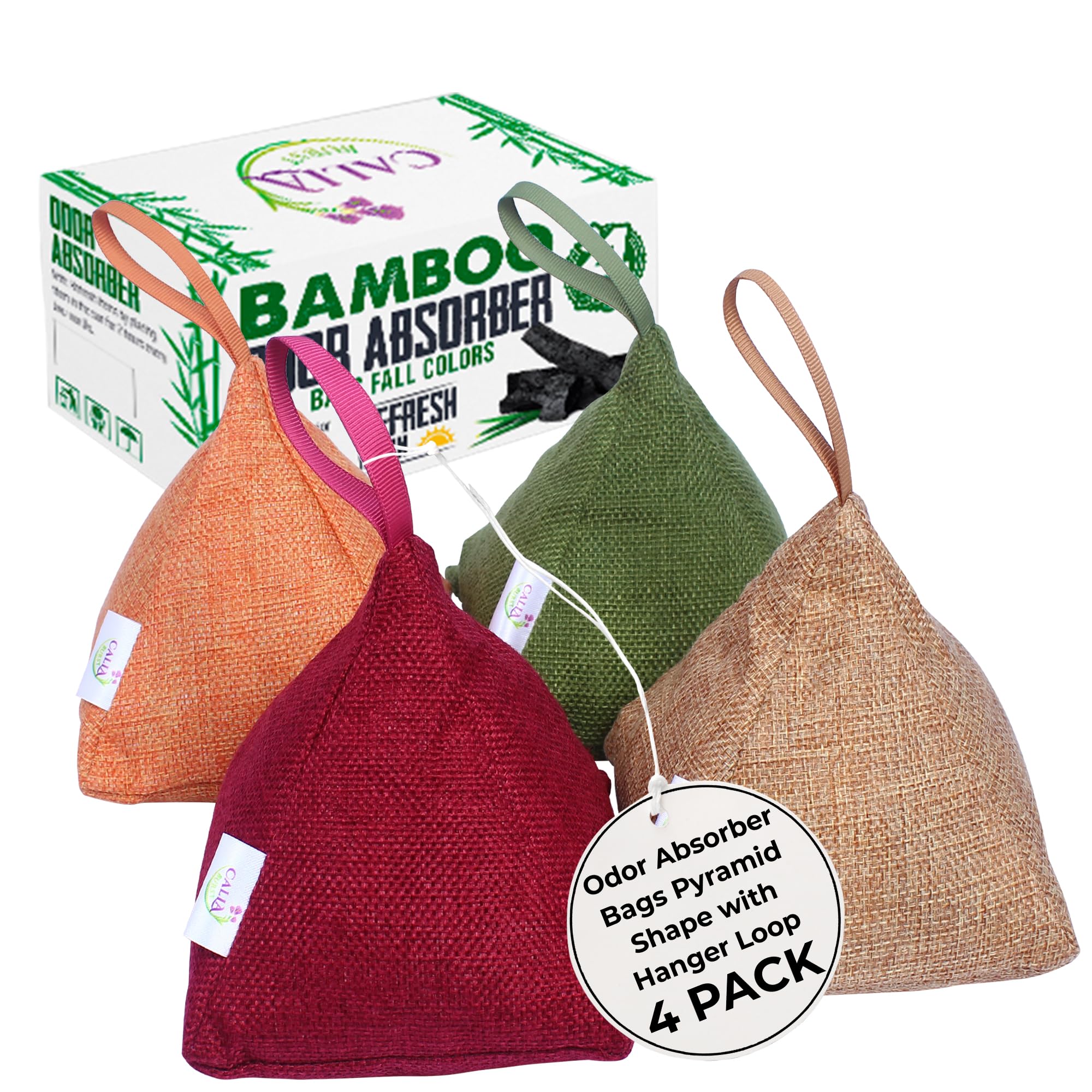 Bamboo Charcoal Air Purifier Bags - Natural Odor Absorber & Eliminator for Home, Car, Closet, Pet Areas | Activated Charcoal Deodorizer | Eco-Friendly, Reusable Air Freshener (4 Pack - 200g) | Perfect for Bedrooms, Bathrooms, Shoes & Gym Bags