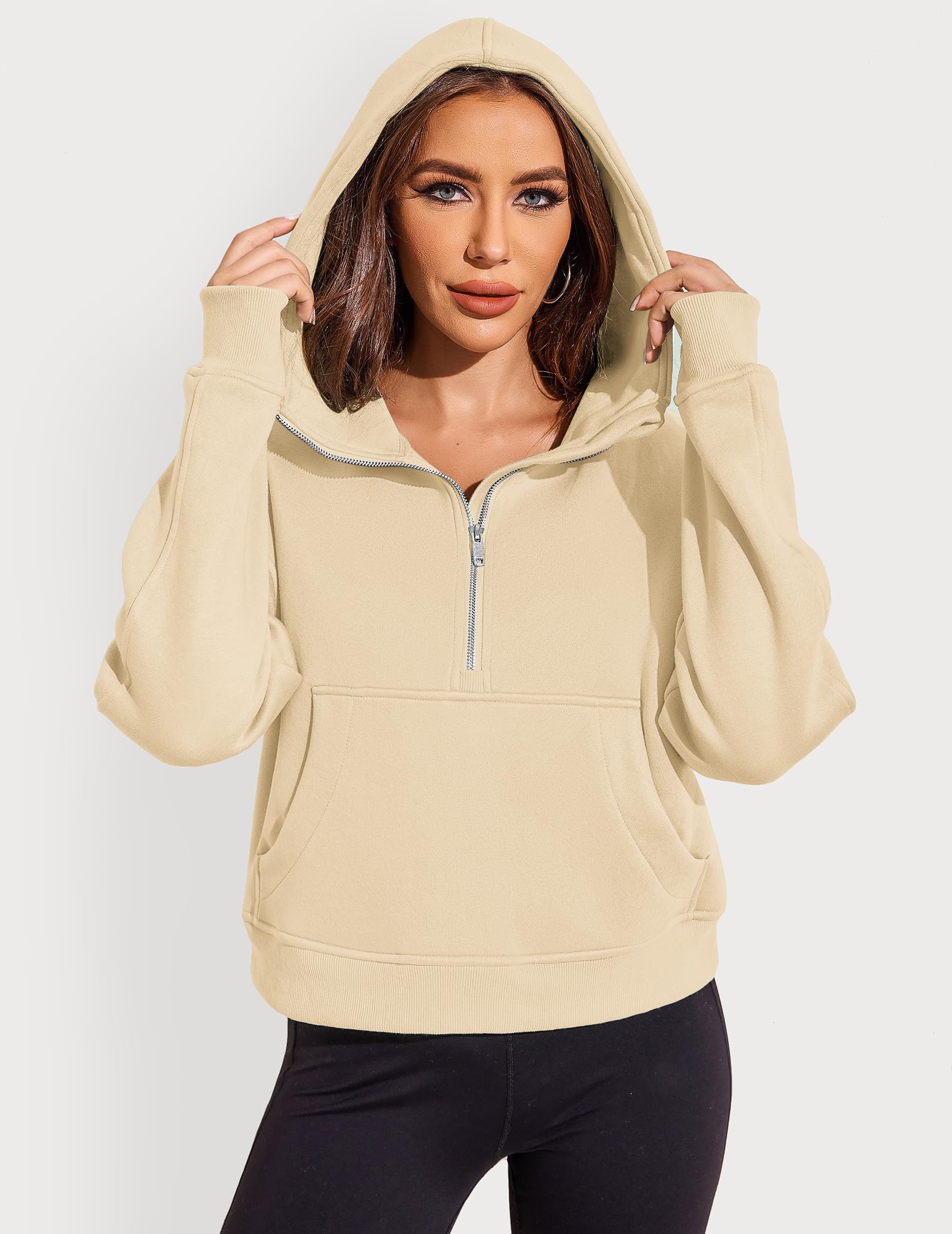 Zeagoo Women's Plus Size Cropped Hoodie - Long Sleeve Zip Up Sweatshirt for Athletic Wear | Trendy 2024 Dark Grey Pullover | Perfect for Gym, Yoga & Casual Outfits (Large)