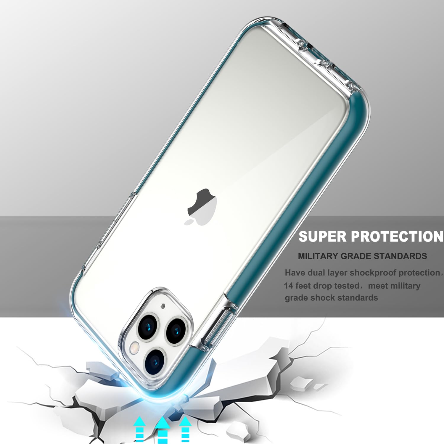 COOLQO iPhone 11 Pro Case 5.8 Inch - Clear Shockproof Silicone Cover with 2 Tempered Glass Screen Protectors | 360° Full Body Protection | Perfect for Everyday Use, Travel & Outdoor Activities - Green