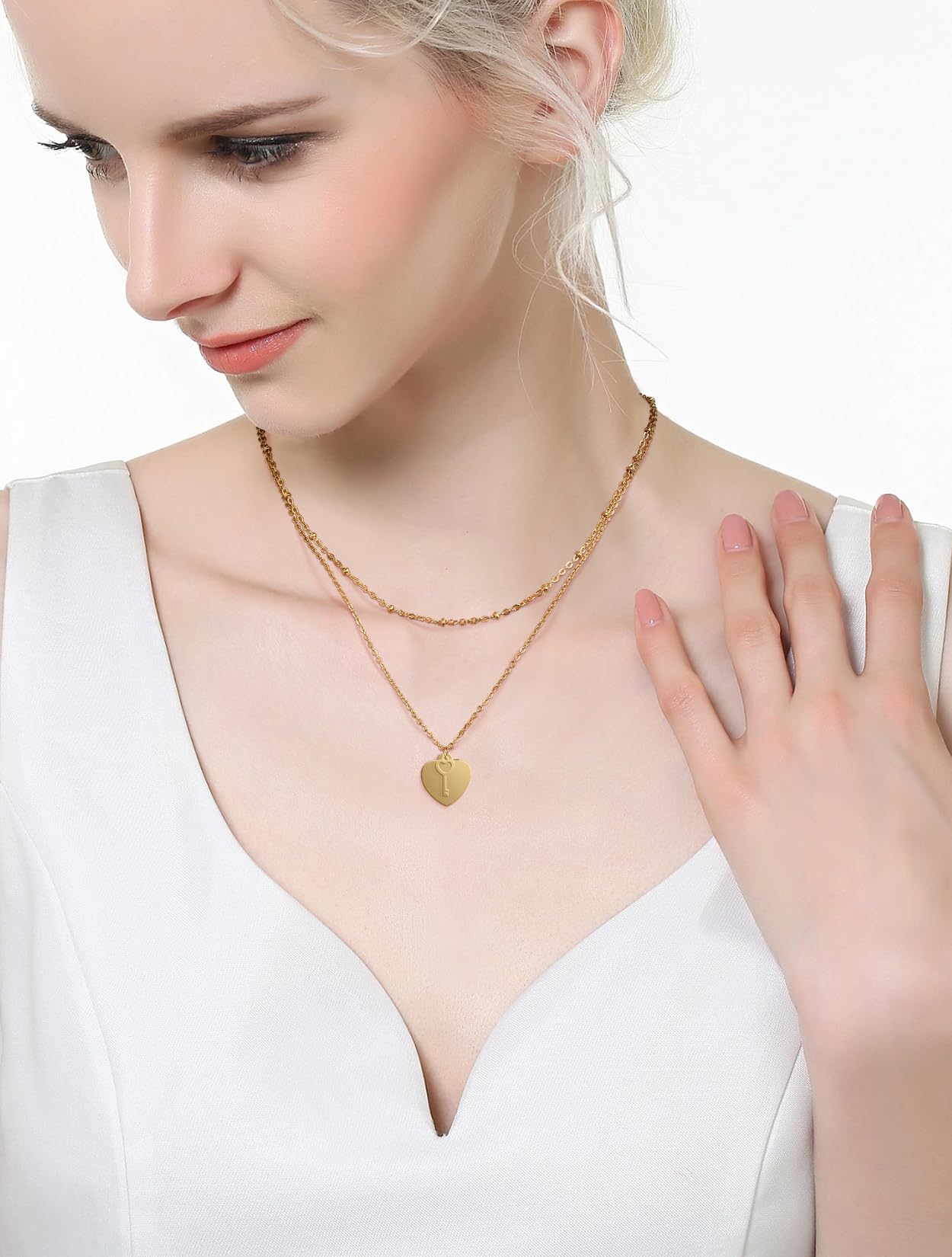 18K Gold-Plated Layered Pendant Necklace for Women & Teen Girls - Elegant Fashion Jewelry Gift for Birthday, Anniversary & Special Occasions | Perfect for Date Night, Parties & Everyday Wear