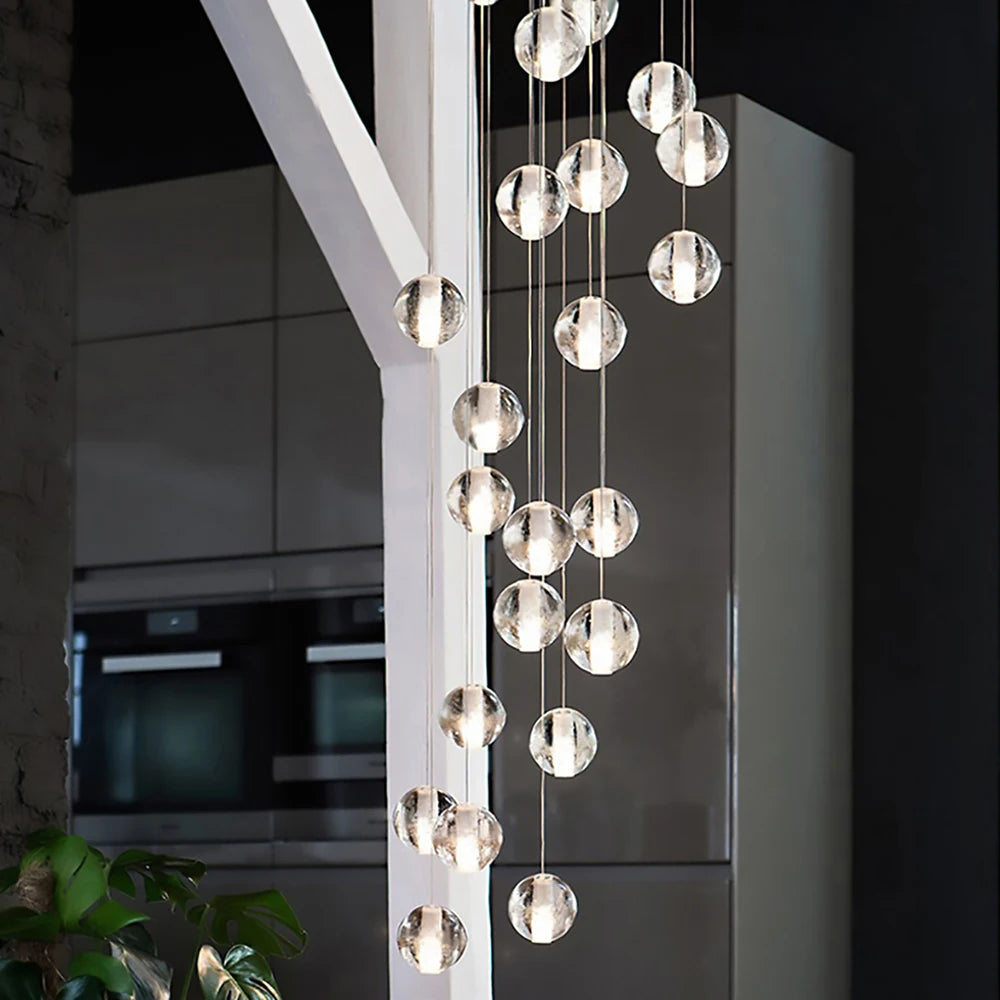 Modern Crystal Glass Bubble Chandelier - Elegant Ceiling Light Fixture for Foyer, Dining Room, Living Room & Bedroom - Dimmable LED Lighting for Home Decor