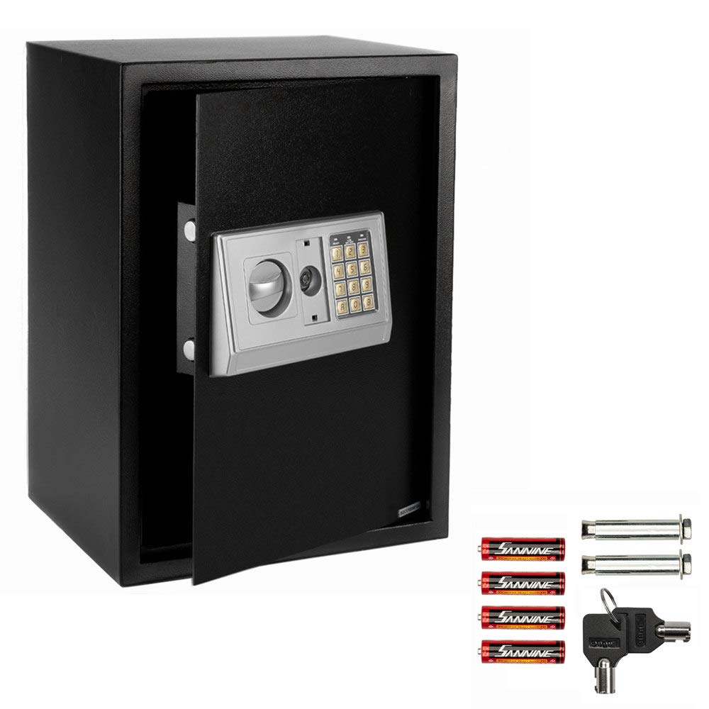 Kepooman 2-Tier Digital Keypad Safe - Electronic Password Security Cabinet with Combination Lock & Emergency Keys | Home & Business Use for Jewelry, Cash & Documents Protection