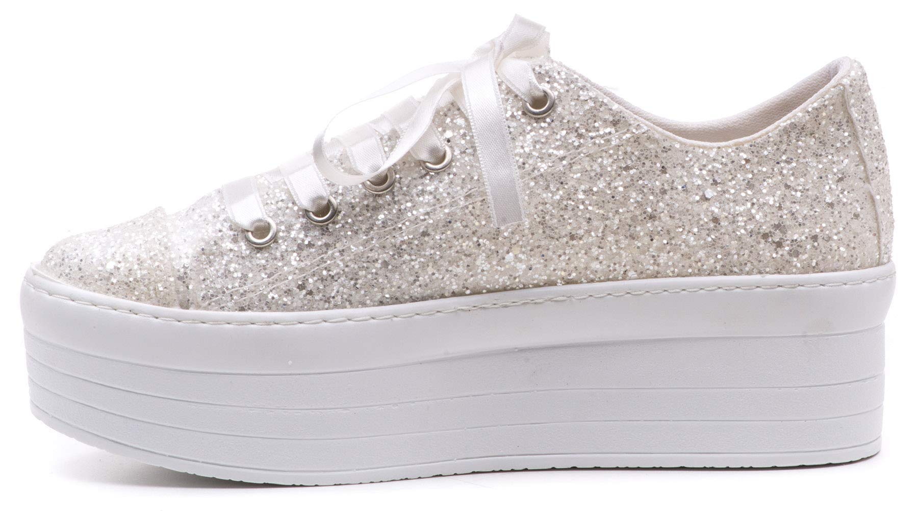 Personalized Lace Bridal Wedding Sneakers - Bride Platform Shoes with Flat Sole (Size 36 EUR / 6 US) - Perfect for Wedding Ceremony, Reception & Honeymoon Travel