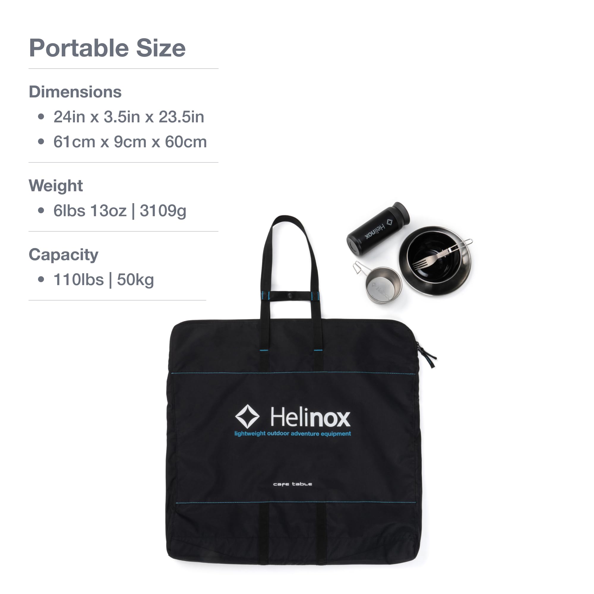 Helinox Portable Camping Table - Lightweight & Compact Dining Height Café Table for Outdoor Picnics, Hiking & Backpacking - Black