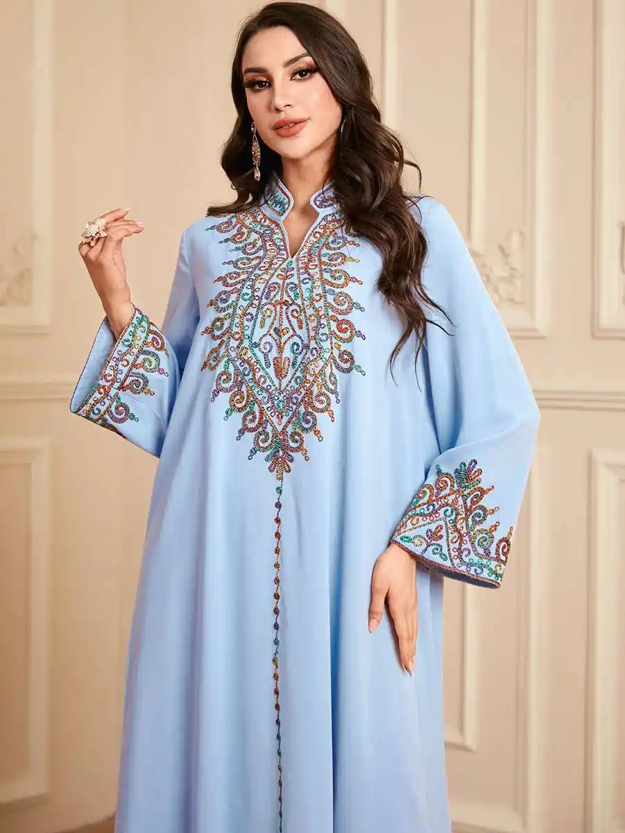 Elegant Eid Outfits for Women - Embroidered Mukhawar Caftan Dress #254065 | Perfect for Eid Celebrations, Weddings & Special Occasions